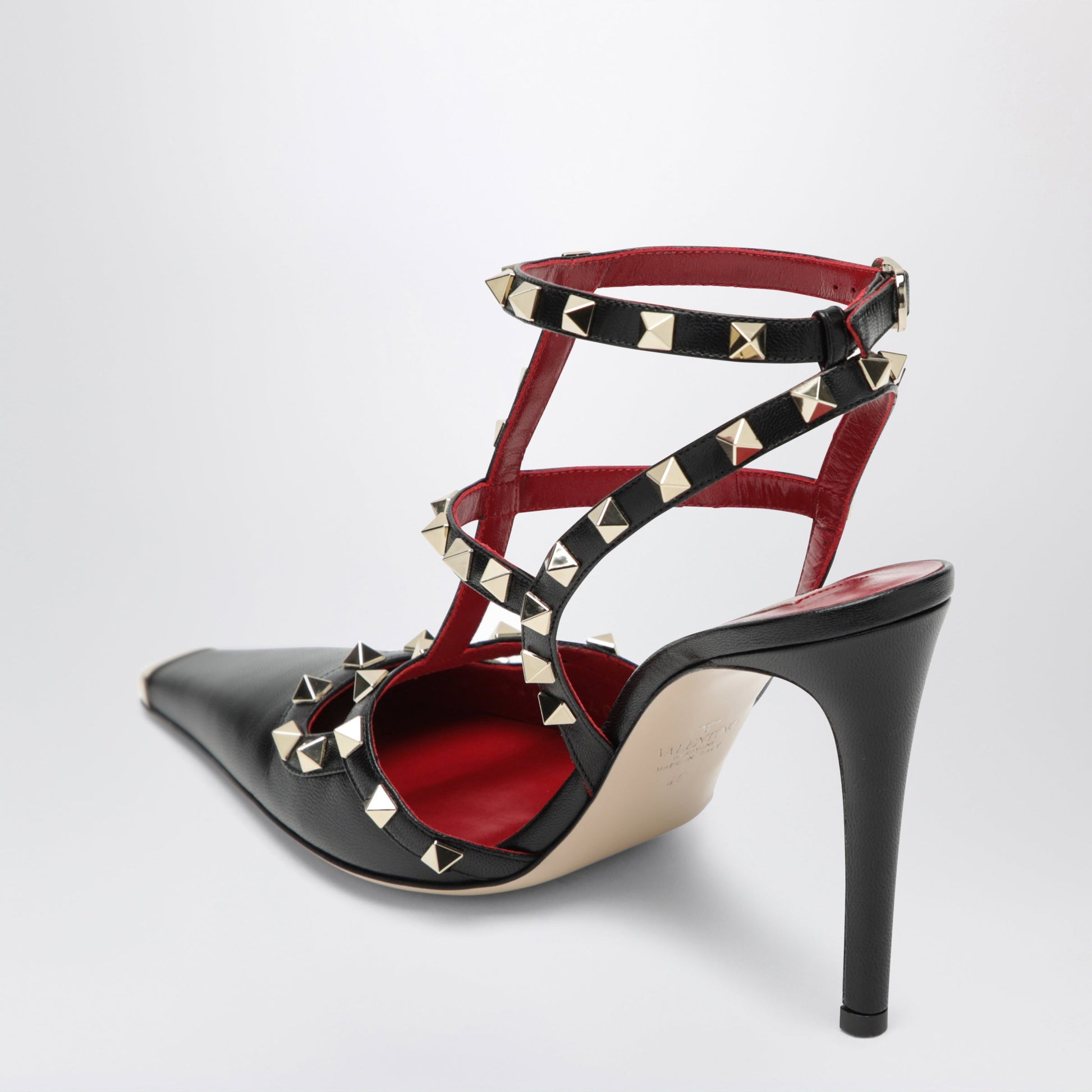 Valentino Garavani Rockstud Black Leather Slingback Heels Women VALENTINO GARAVANI