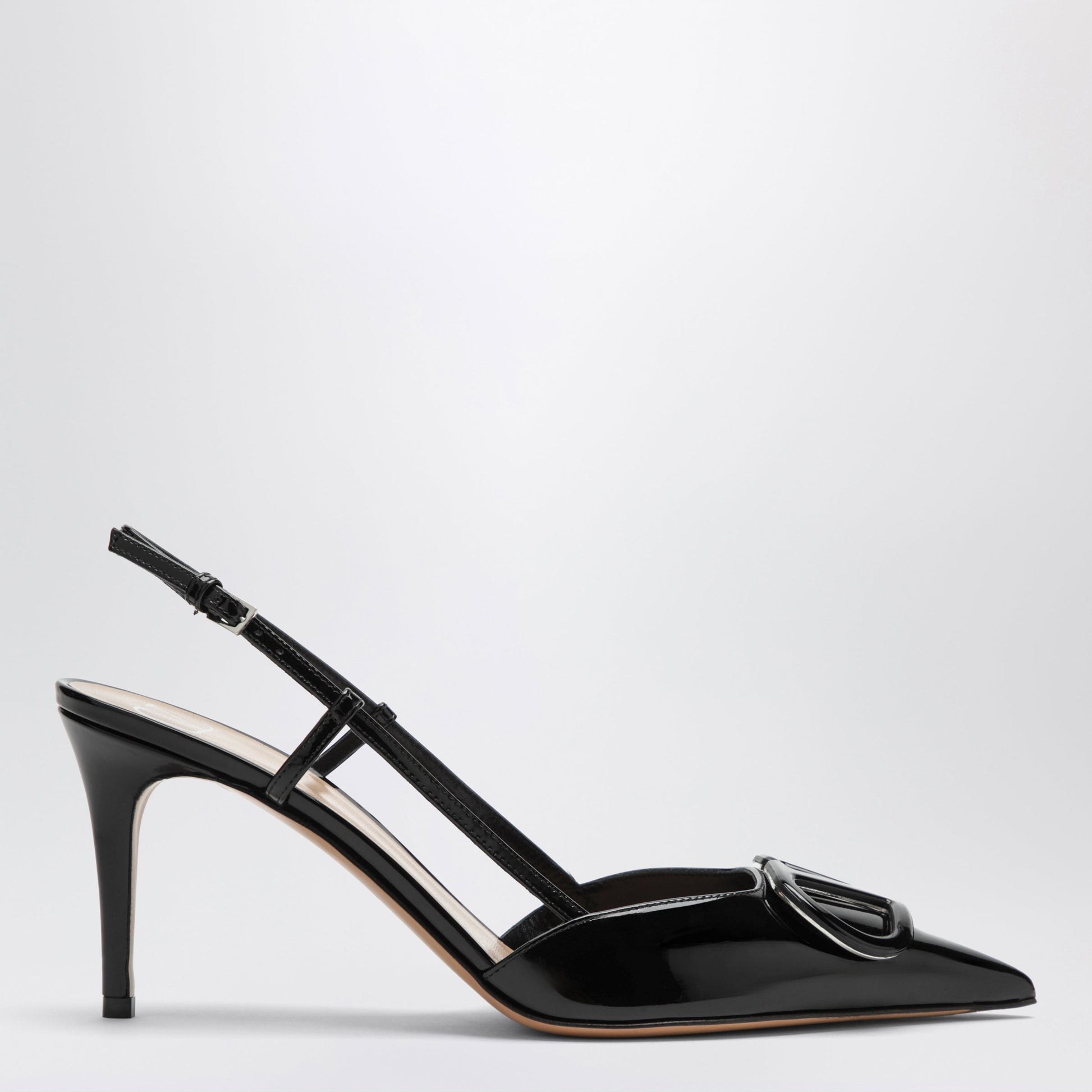 Valentino Vlogo Black Patent Leather Slingback Pumps Women VALENTINO