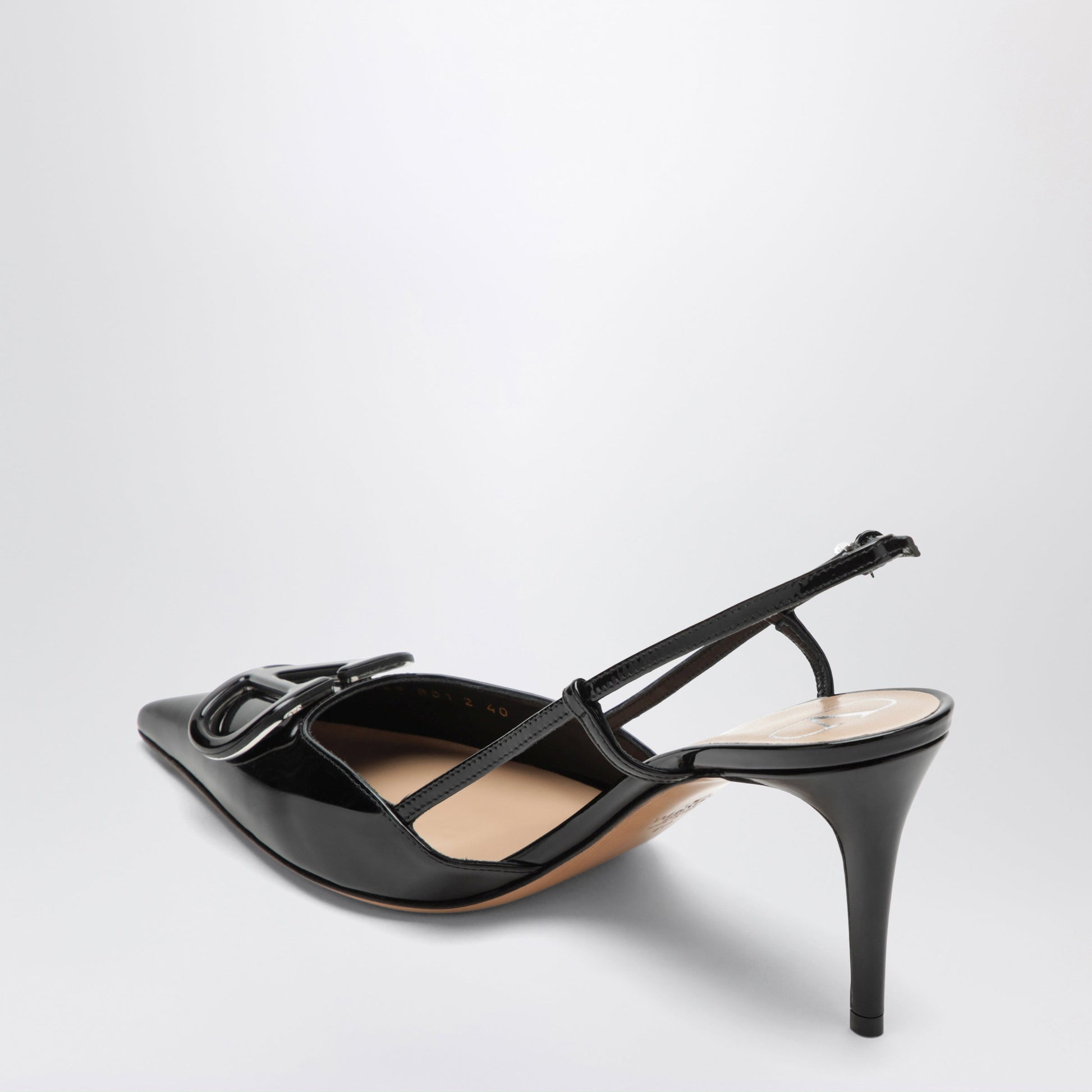 Valentino Vlogo Black Patent Leather Slingback Pumps Women VALENTINO