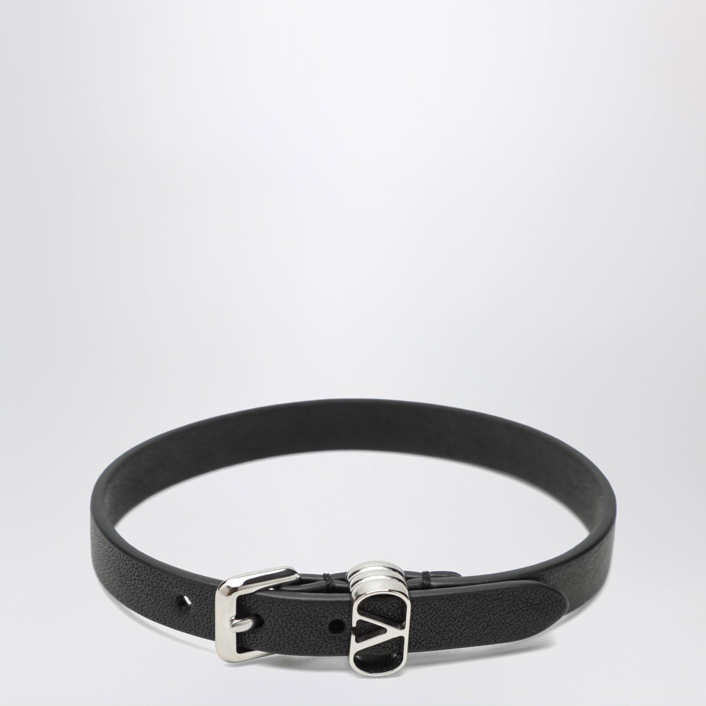 Valentino Garavani Black Vlogo Signature Bracelet In Leather Men VALENTINO GARAVANI
