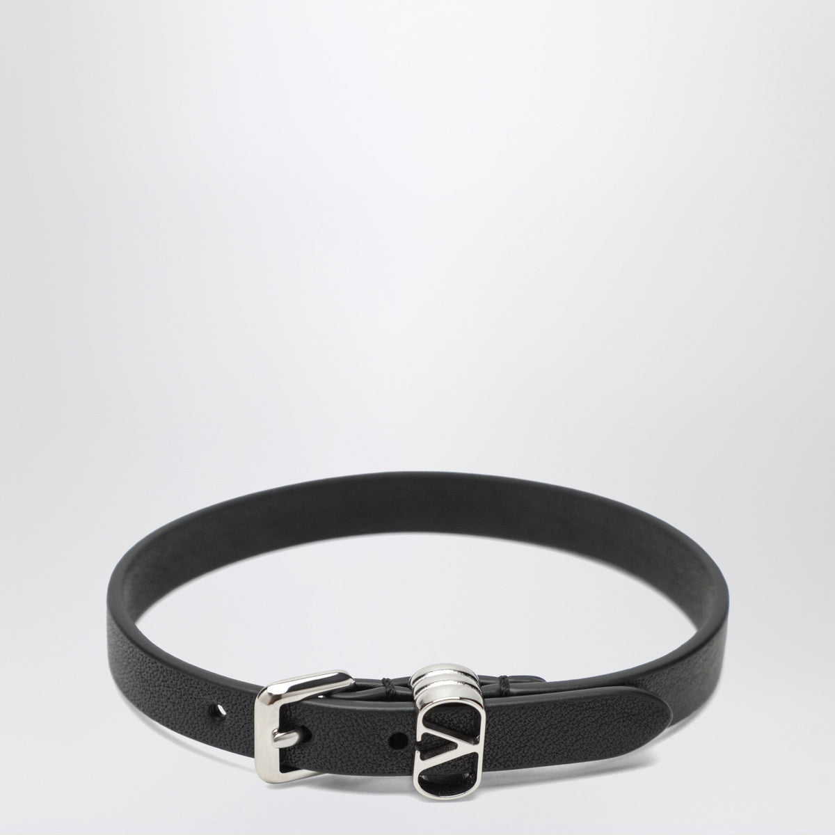 Valentino Garavani Black Vlogo Signature Bracelet In Leather Men VALENTINO GARAVANI
