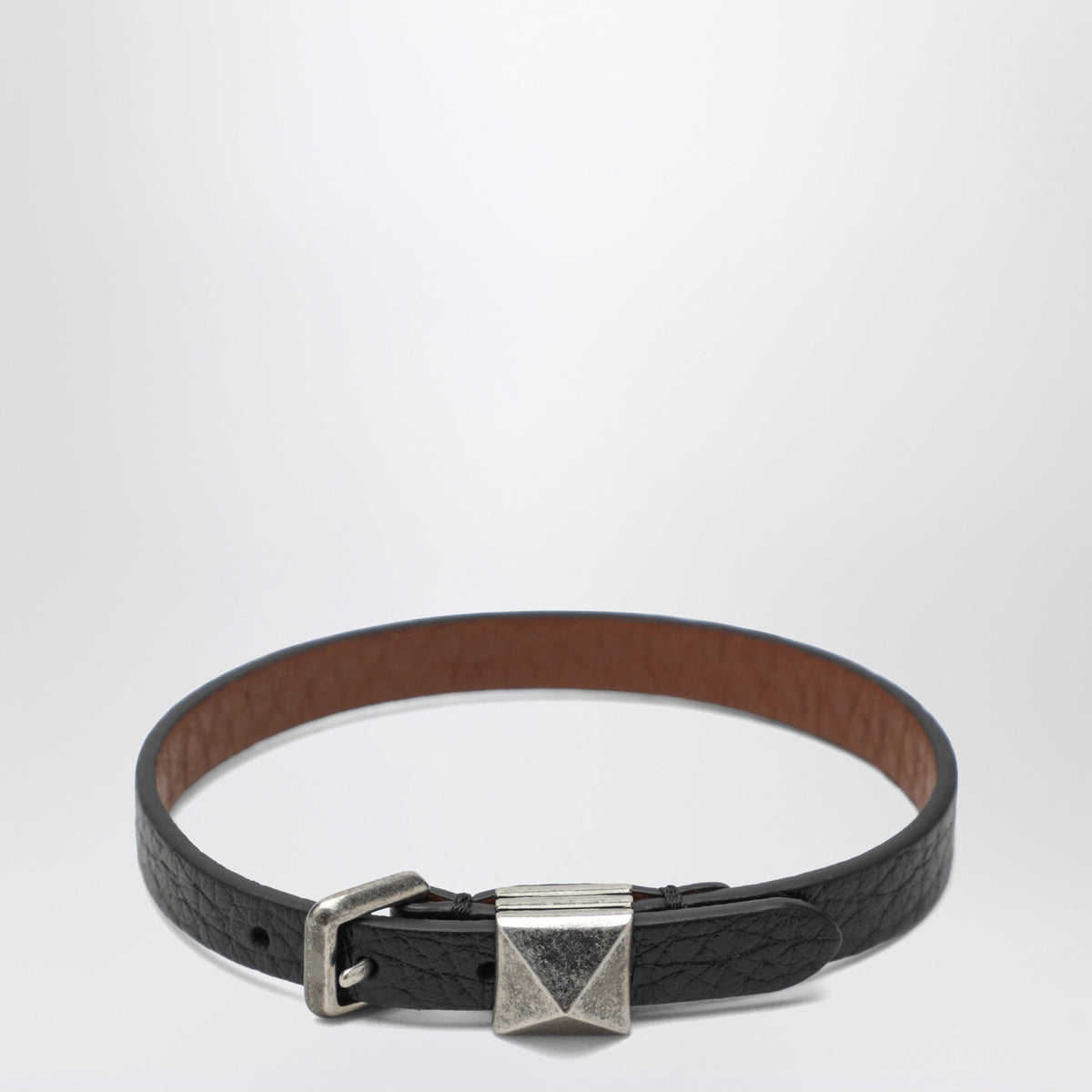 Valentino Garavani Black Rockstud Bracelet In Leather Men VALENTINO GARAVANI
