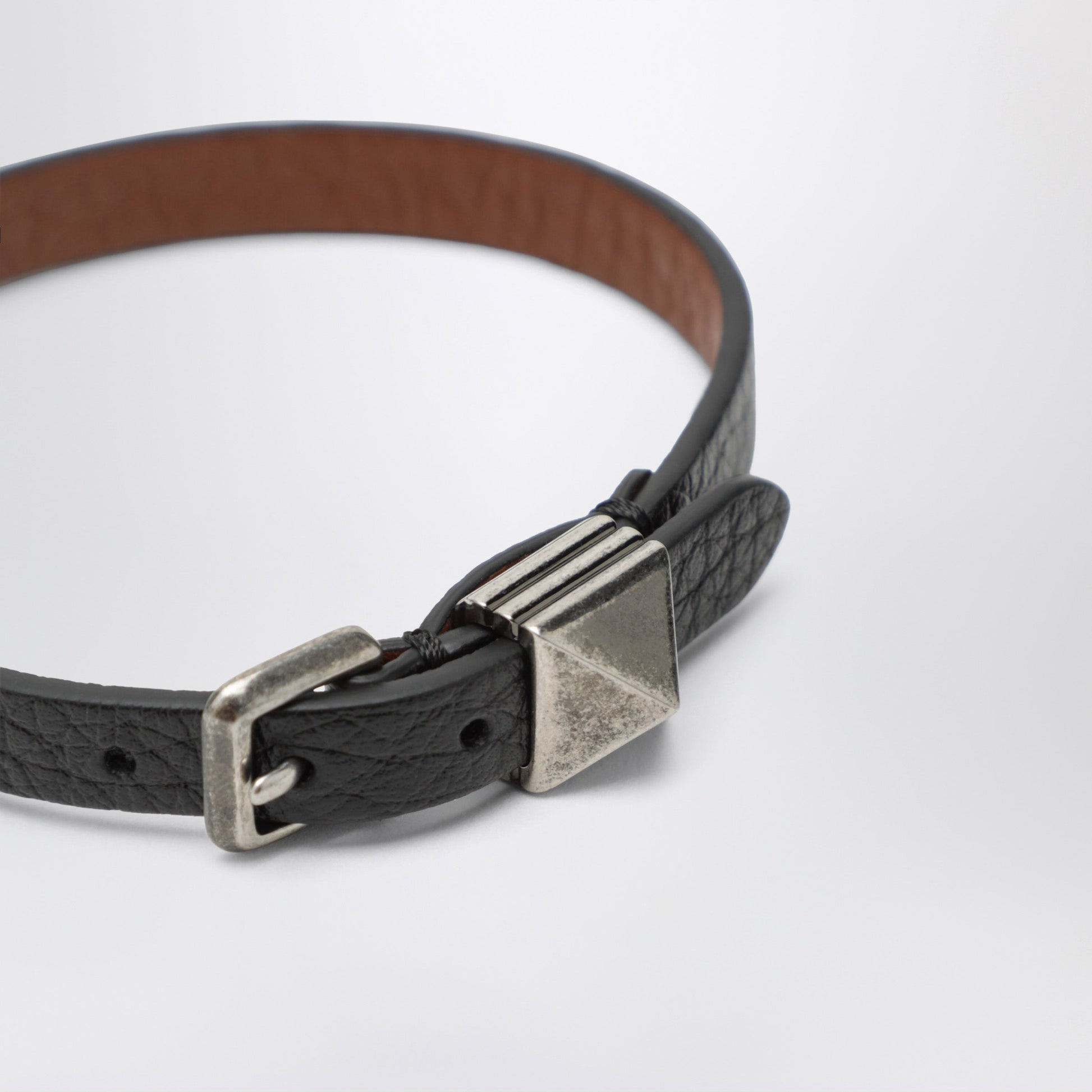 Valentino Garavani Black Rockstud Bracelet In Leather Men VALENTINO GARAVANI