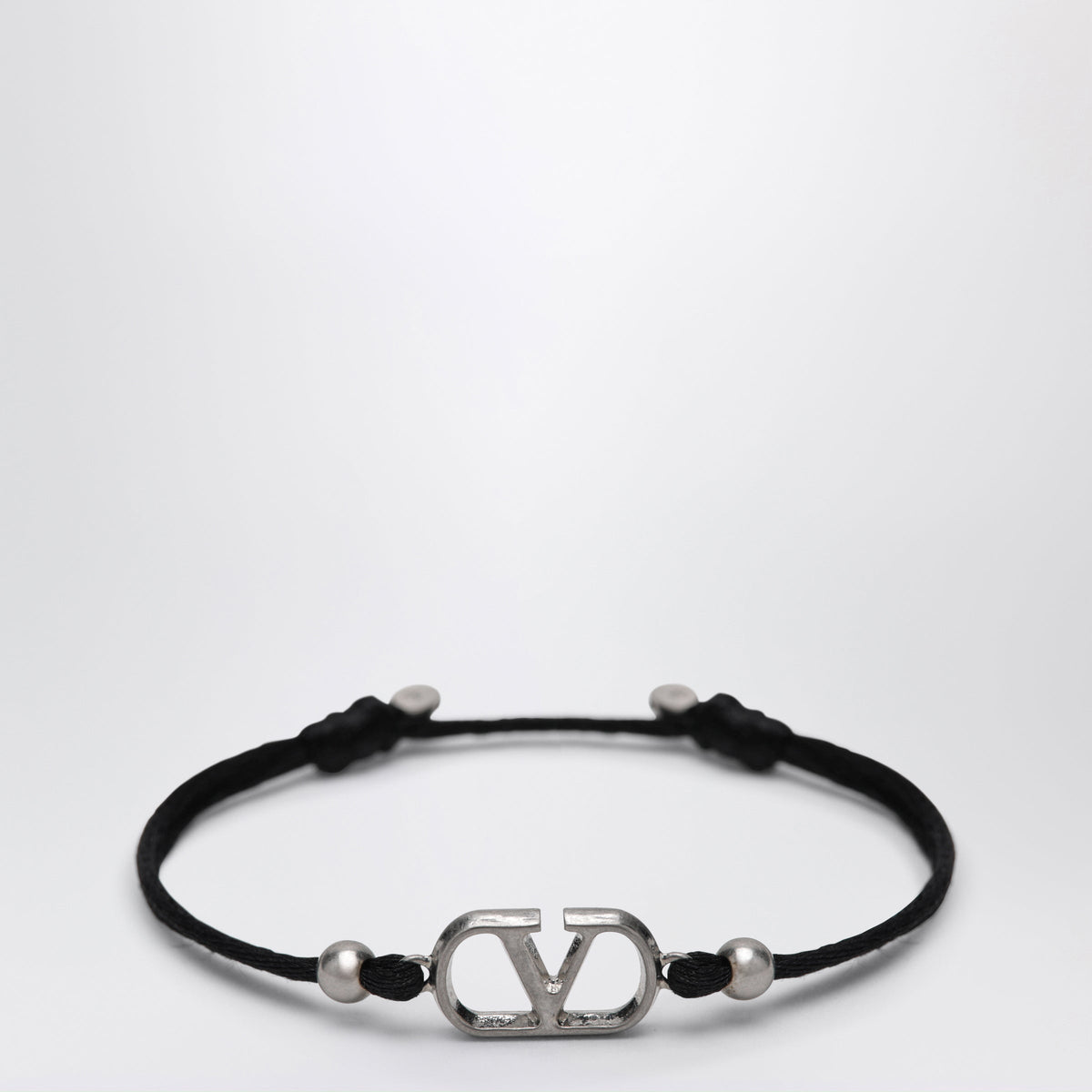 Valentino Garavani Black Vlogo Signature Cord Bracelet Men VALENTINO GARAVANI