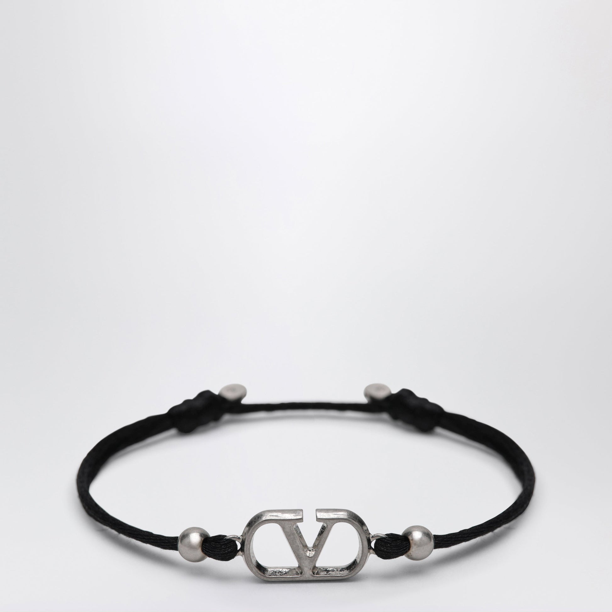 Valentino Garavani Black Vlogo Signature Cord Bracelet Men VALENTINO GARAVANI