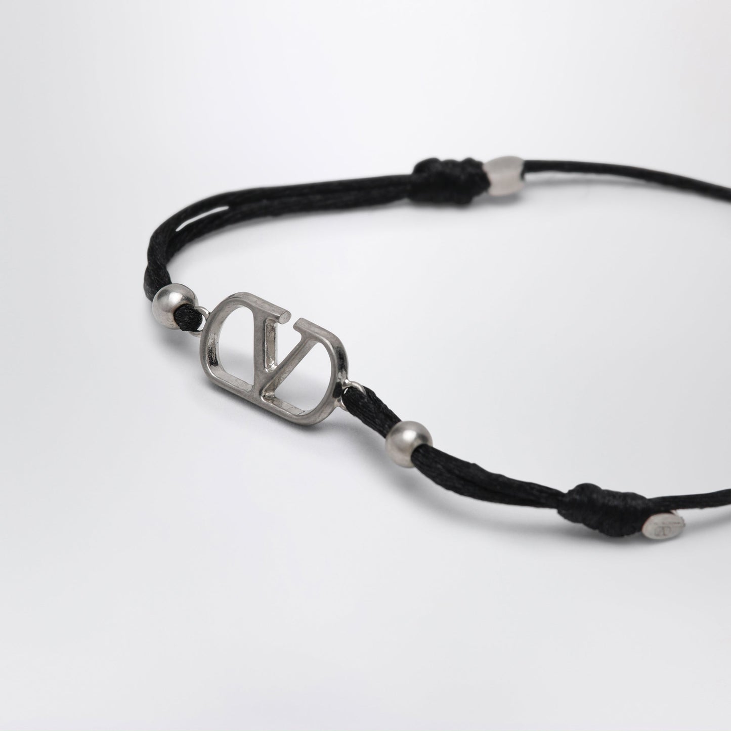 Valentino Garavani Black Vlogo Signature Cord Bracelet Men VALENTINO GARAVANI
