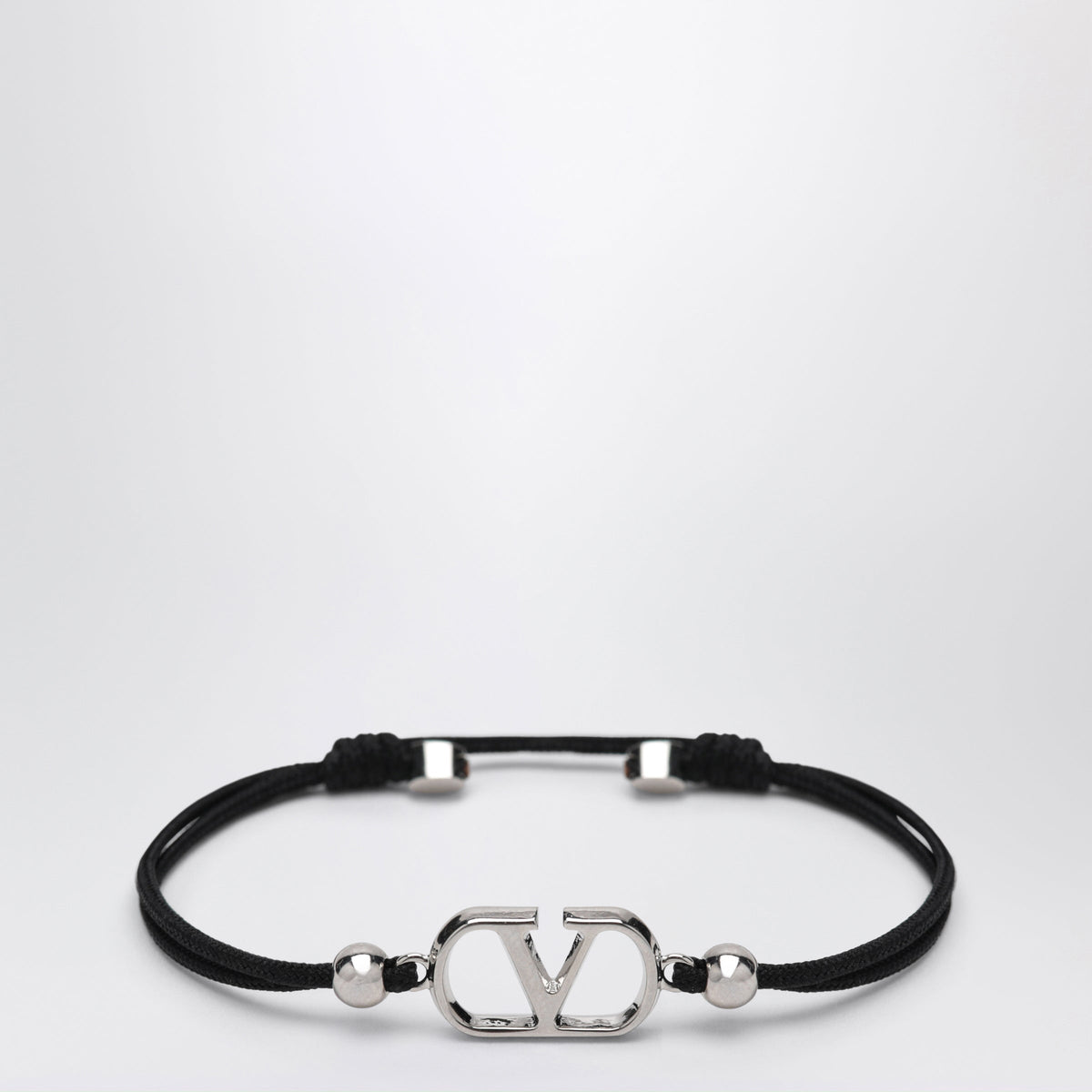 Valentino Garavani Black Vlogo Signature Cord Bracelet Men VALENTINO GARAVANI