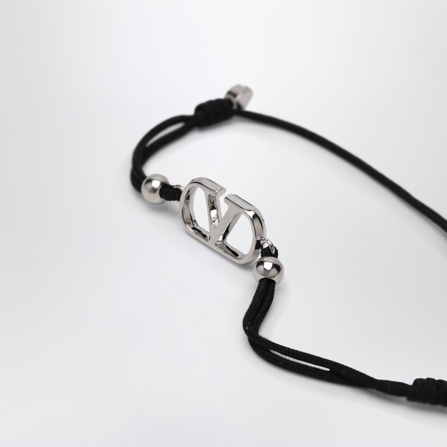 Valentino Garavani Black Vlogo Signature Cord Bracelet Men VALENTINO GARAVANI