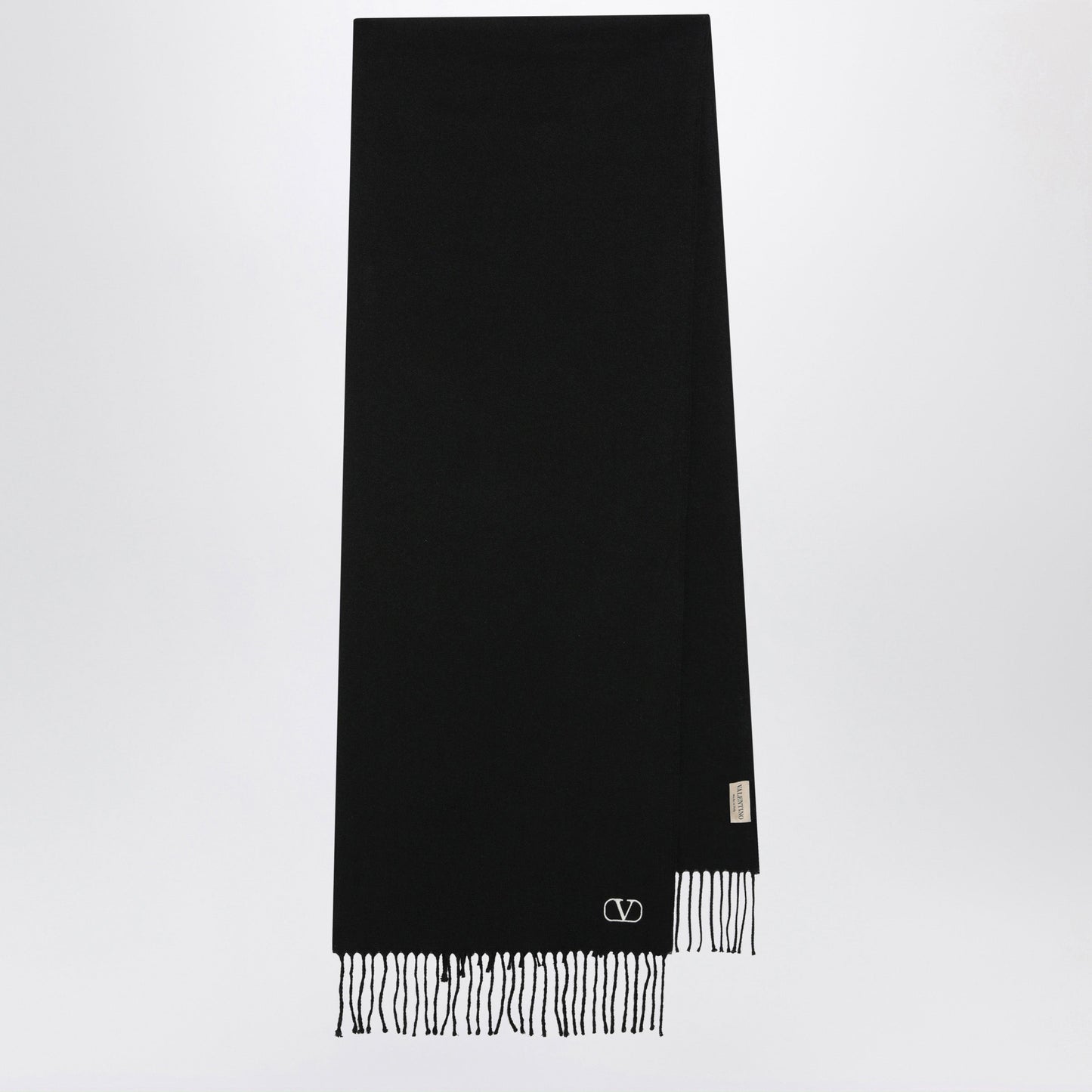 Valentino Garavani Black Scarf With Vlogo Embroidery Men VALENTINO GARAVANI