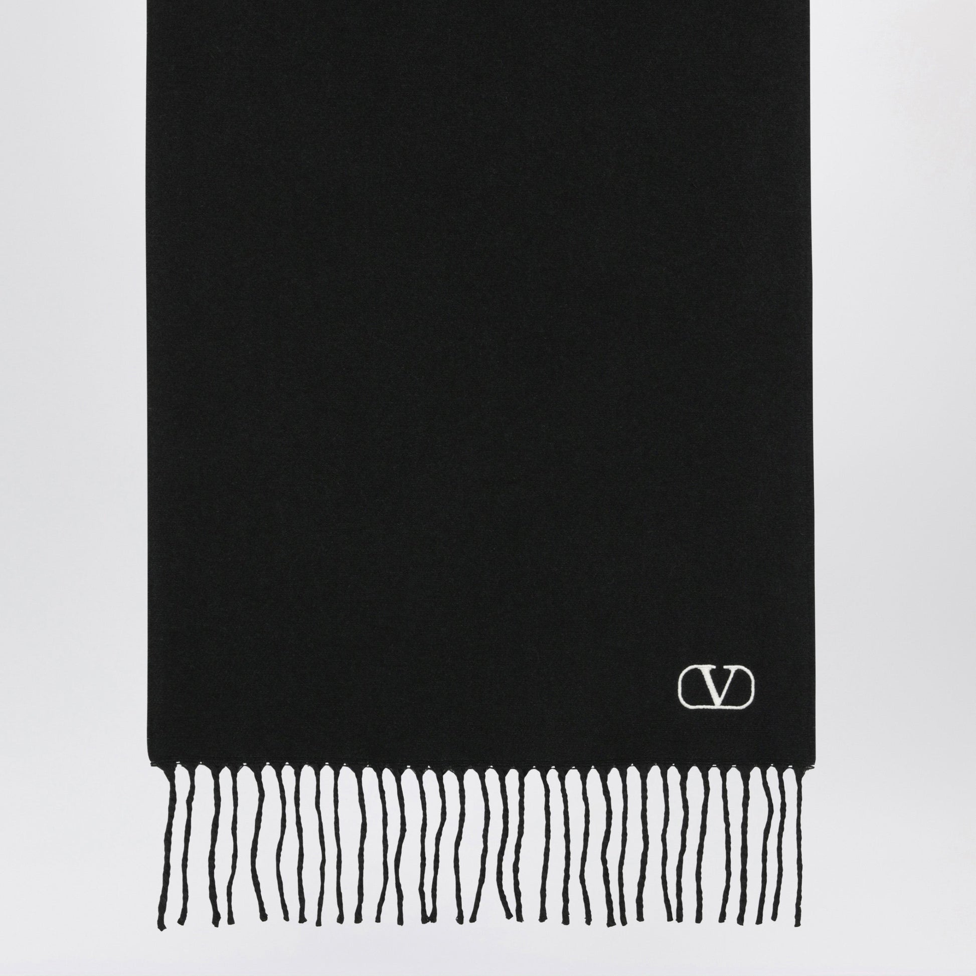 Valentino Garavani Black Scarf With Vlogo Embroidery Men VALENTINO GARAVANI