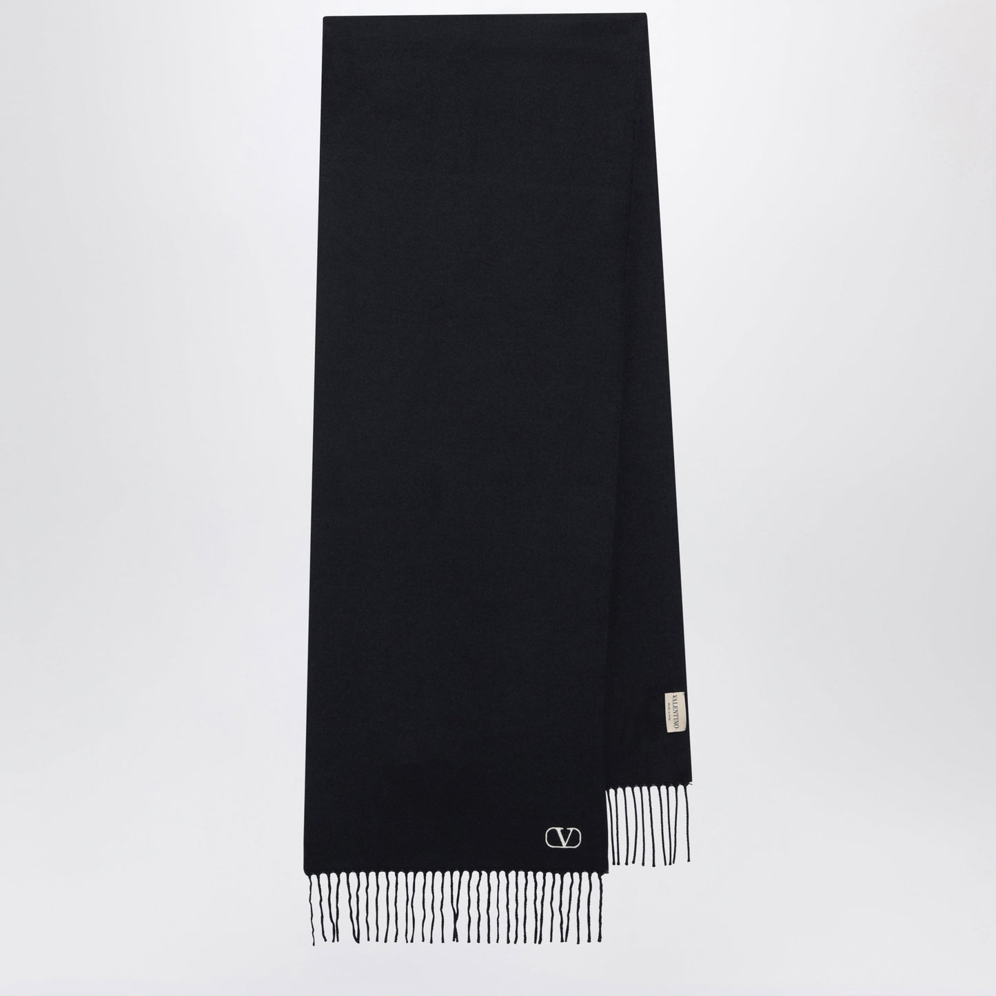 Valentino Garavani Navy Blue Scarf With Vlogo Embroidery Men VALENTINO GARAVANI