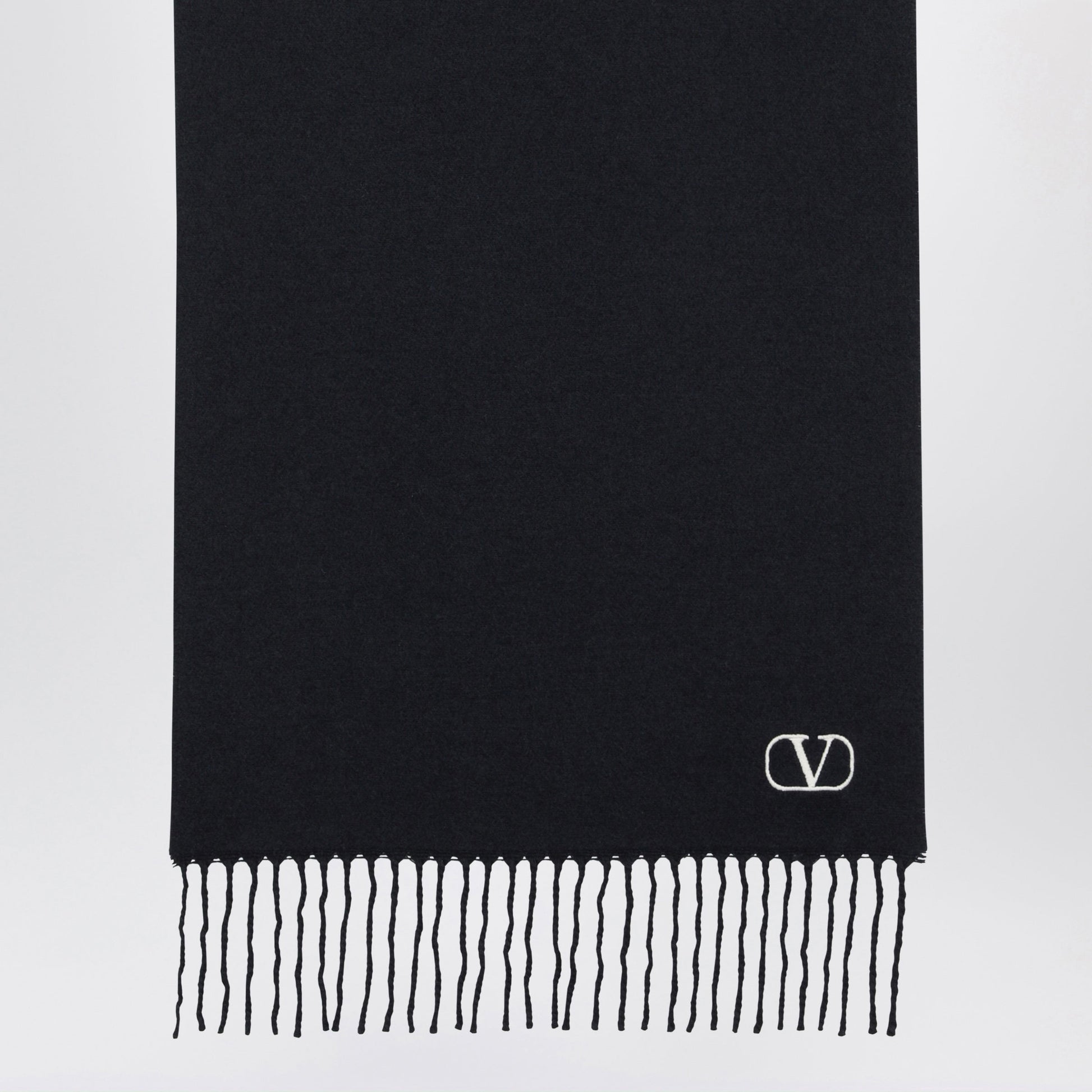 Valentino Garavani Navy Blue Scarf With Vlogo Embroidery Men VALENTINO GARAVANI