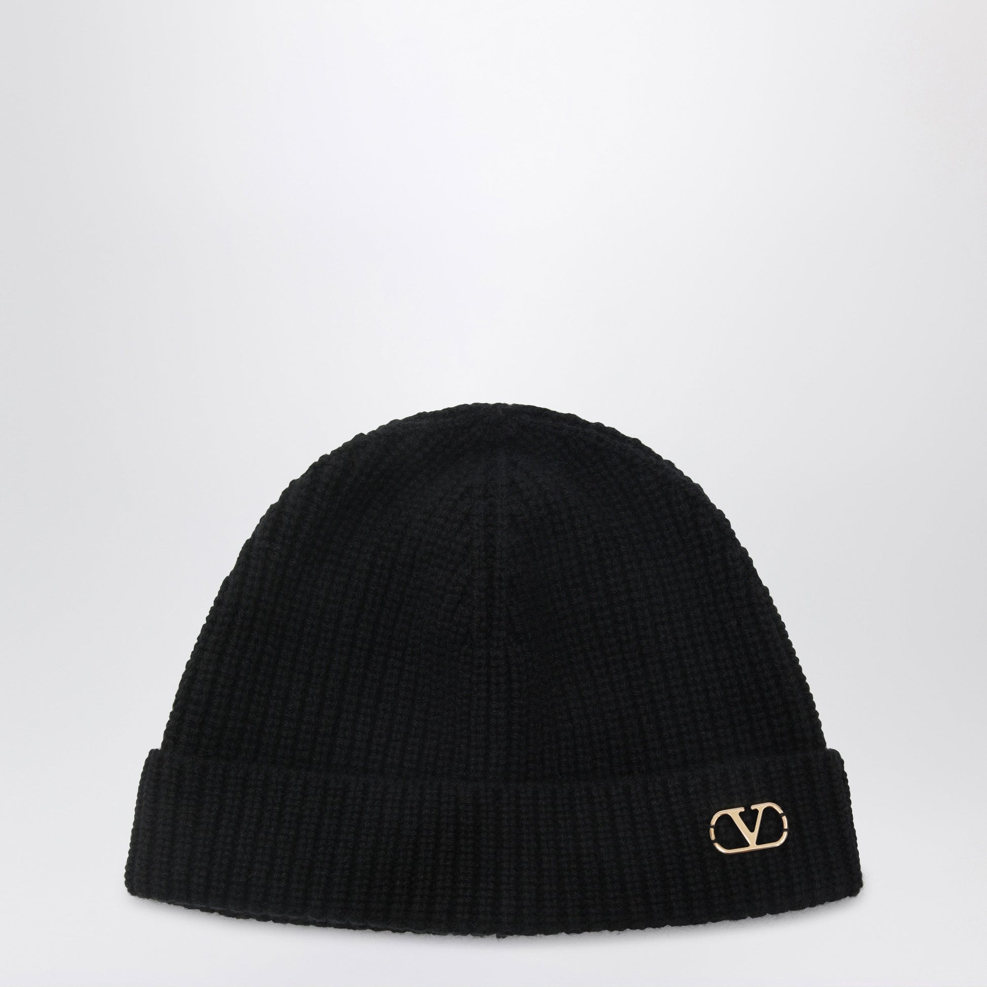 Valentino Garavani Black Vlogo Signature Cashmere Beanie Men VALENTINO GARAVANI