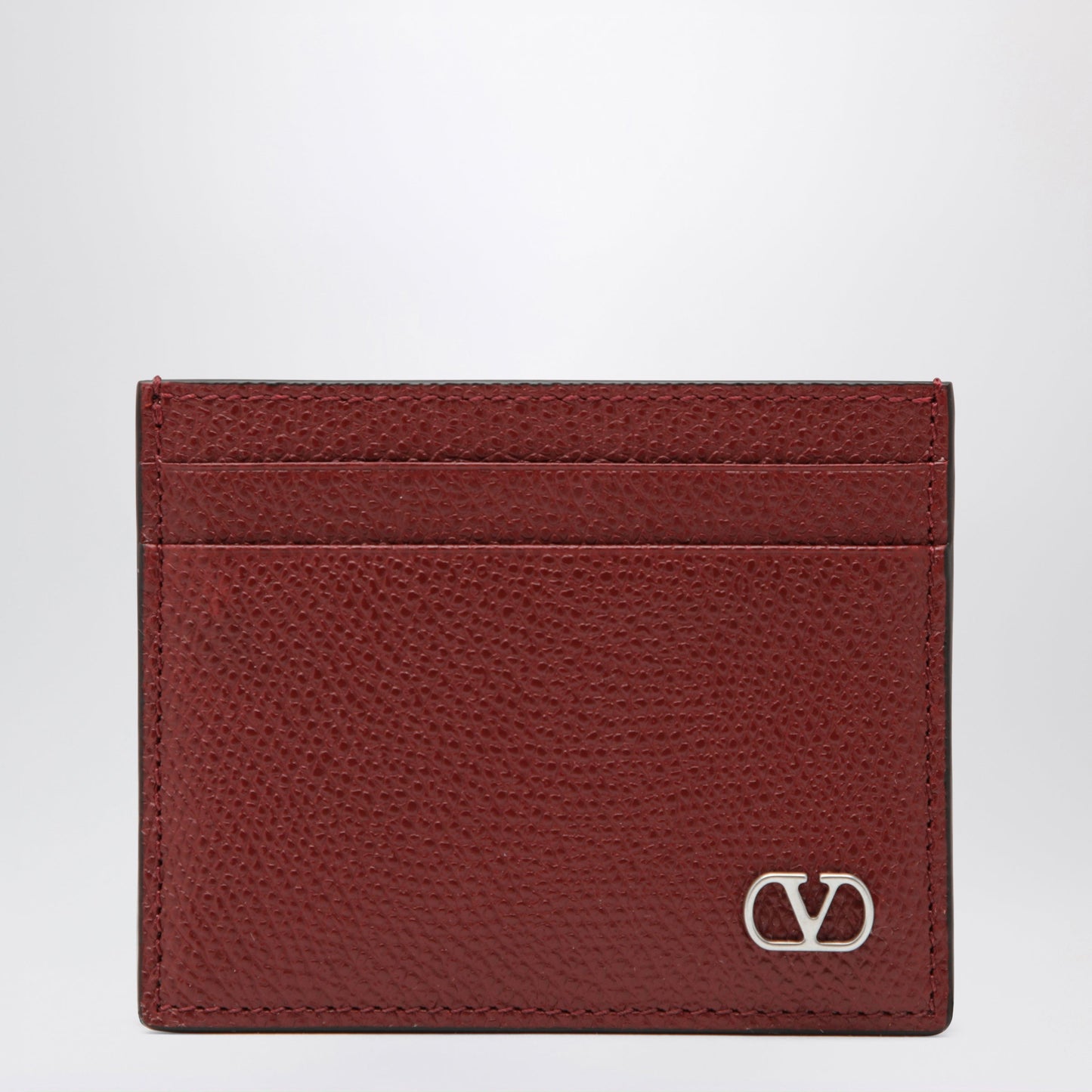 Valentino Garavani Vlogo Signature Card Holder In Grained Calfskin, Russet Red Men VALENTINO GARAVANI