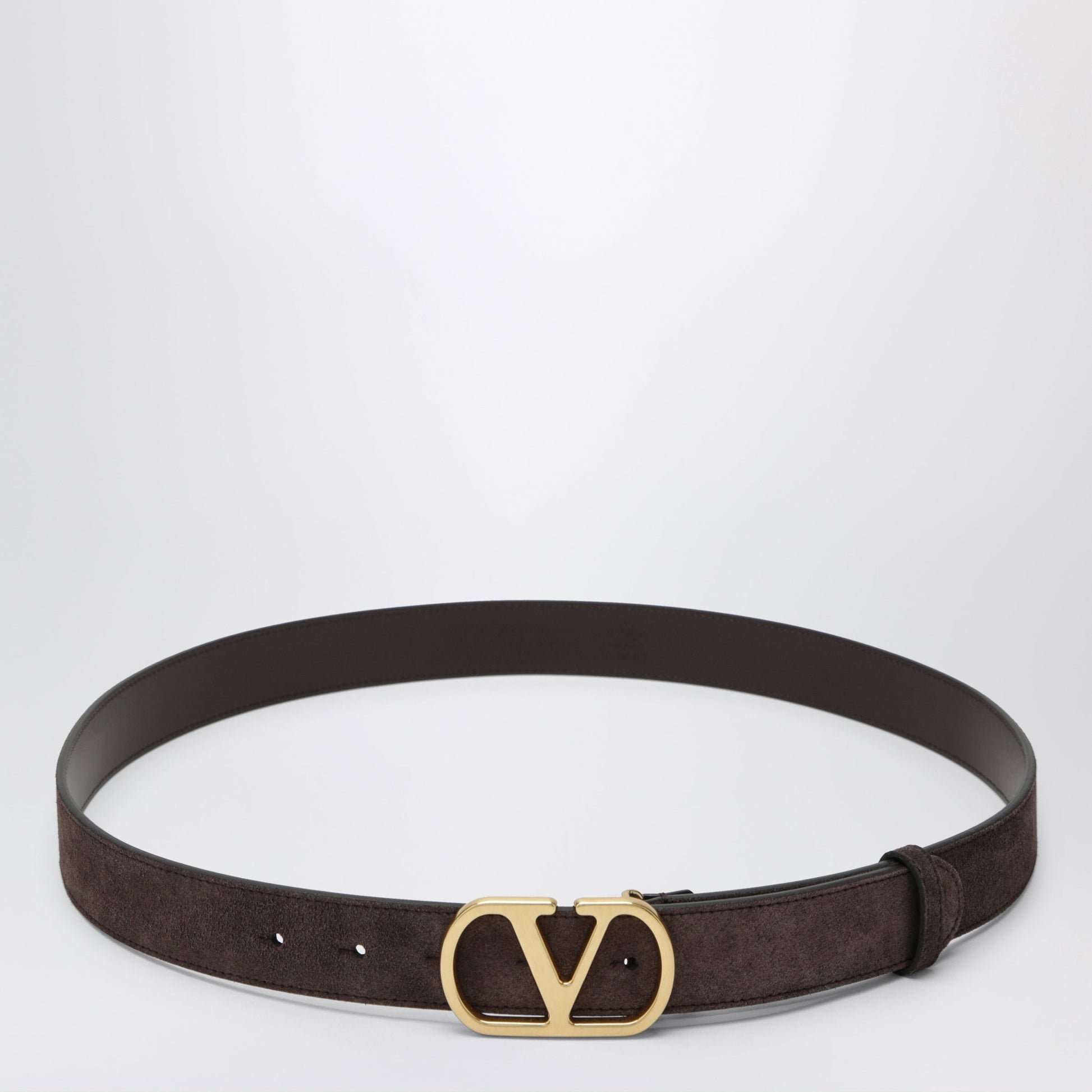 Valentino Garavani Vlogo Signature Belt In Ebony Suede Men VALENTINO GARAVANI