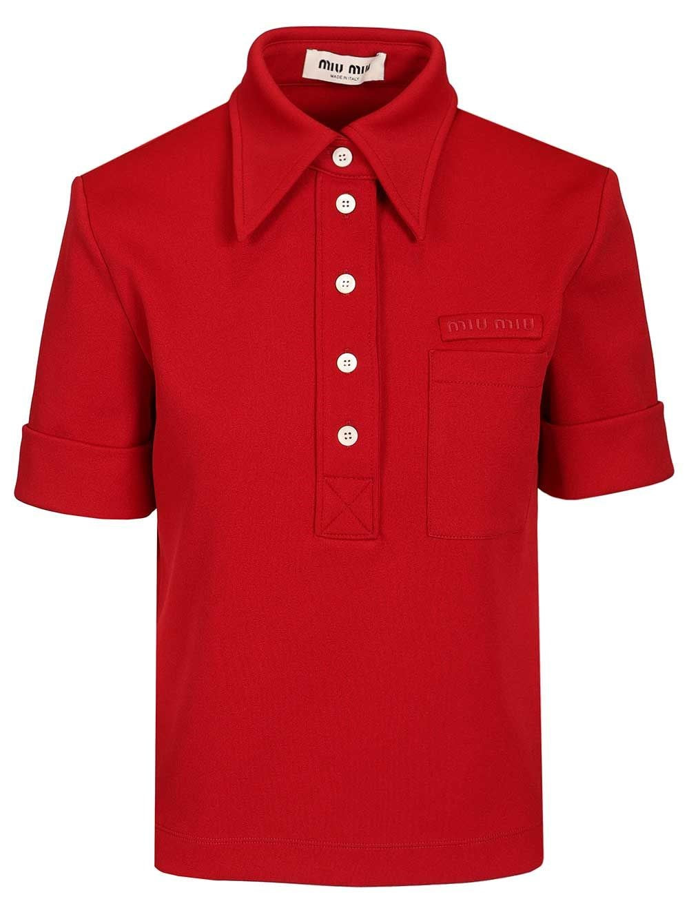 Miu Miu Women Technical Jersey Polo Shirt MIU MIU