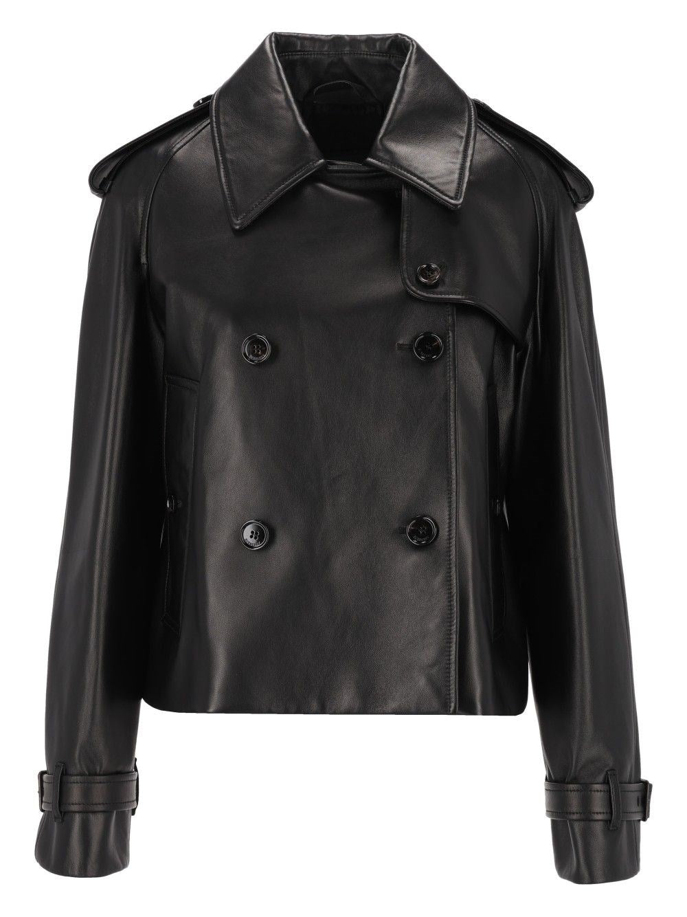 Burberry Women Mayfair Cropped Leather Trench Jacket BURBERRY