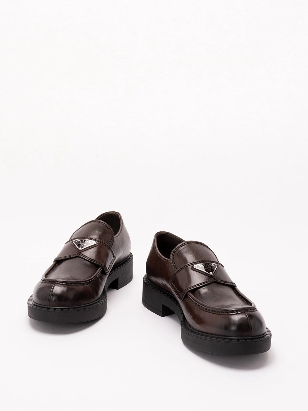 Prada Men Chocolate Leather Loafers PRADA