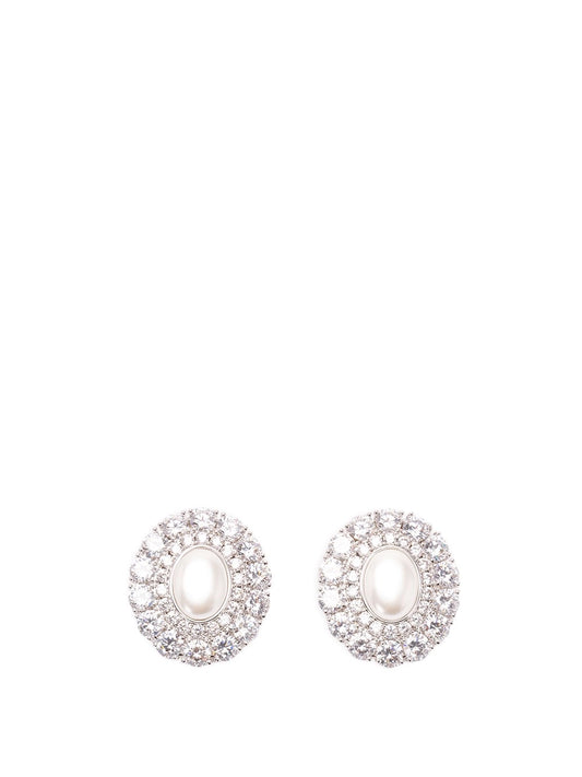 Self-Portrait Women Oval Crystal Earrings SELF-PORTRAIT