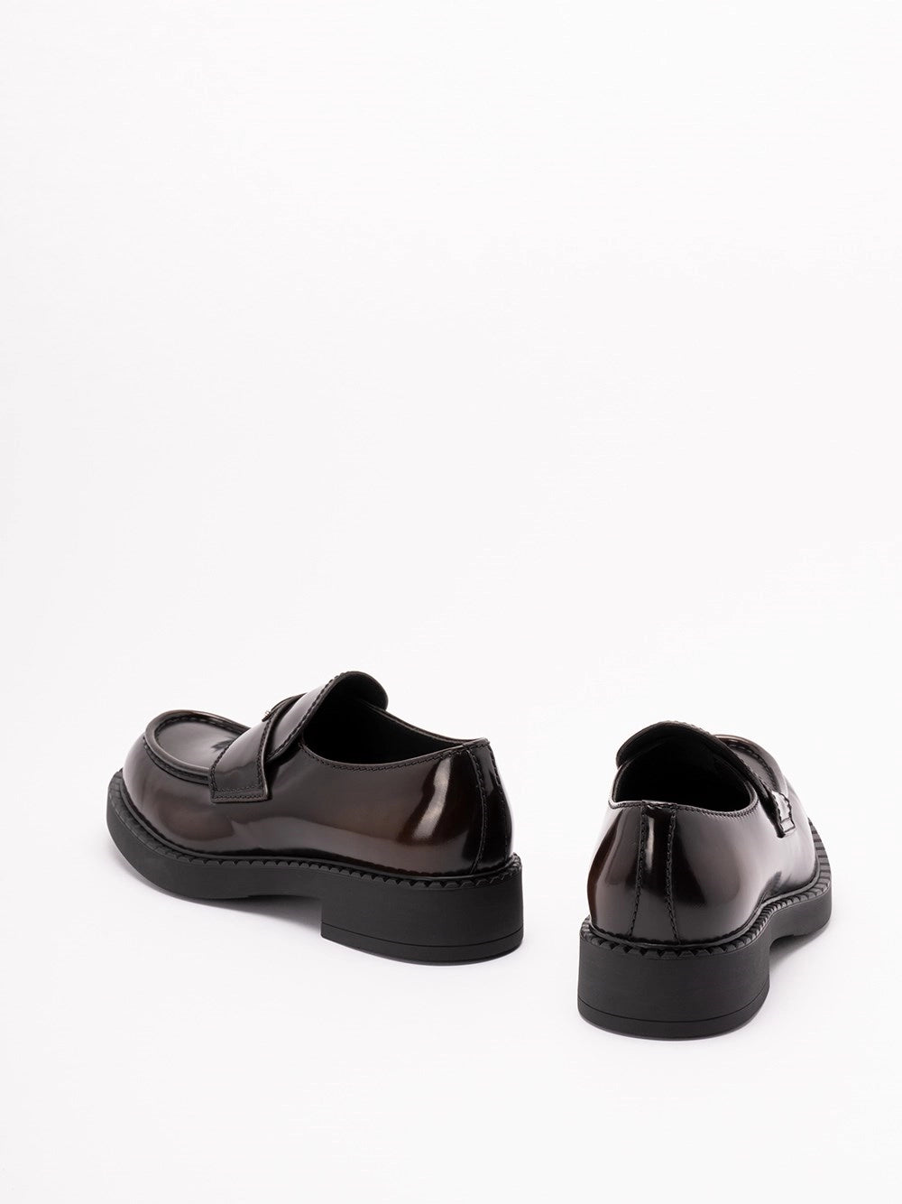 Prada Men Chocolate Brushed Leather Loafers PRADA