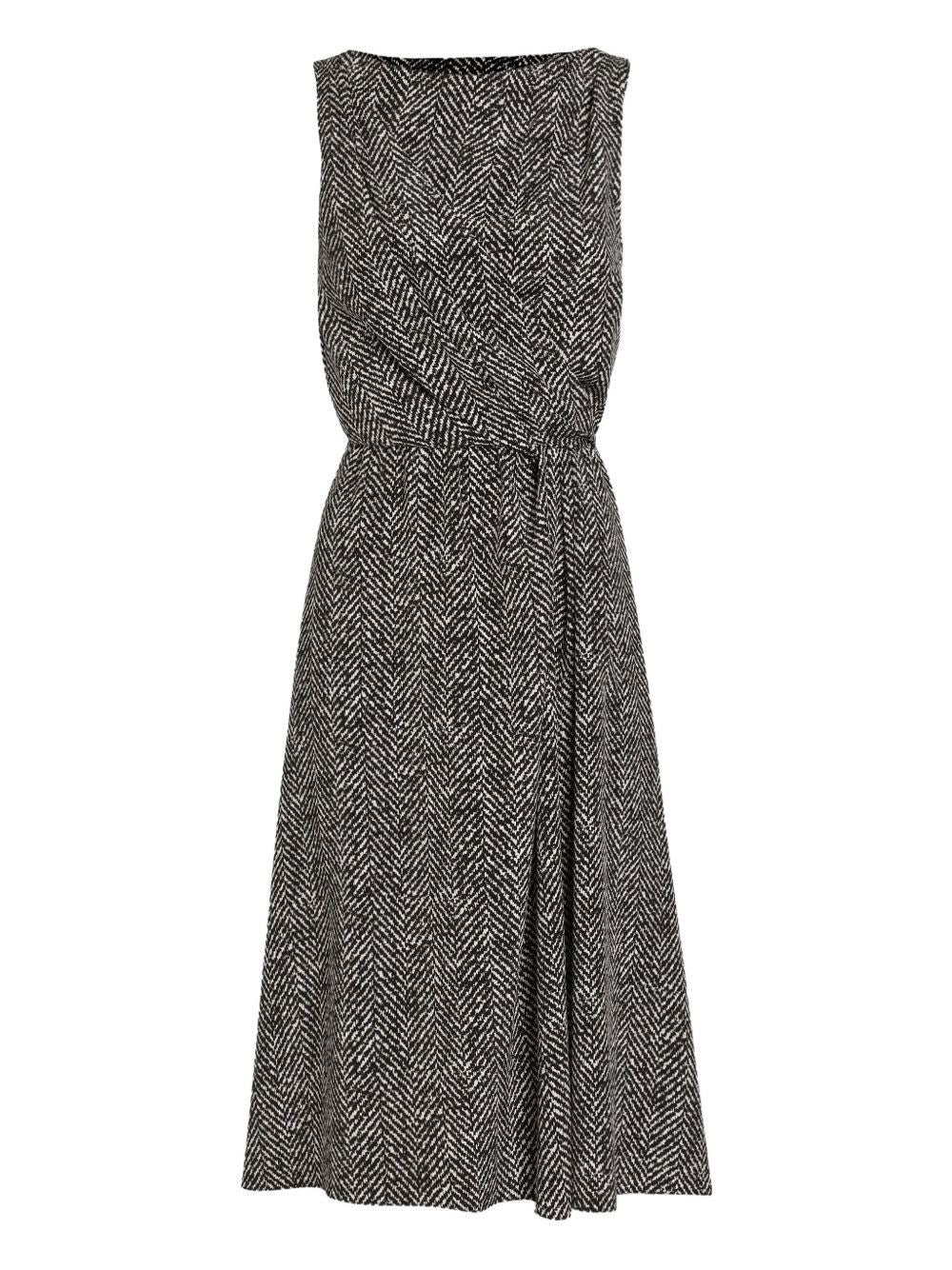 Dolce & Gabbana Women Heavy Crepe Dress With Chevron Print DOLCE & GABBANA