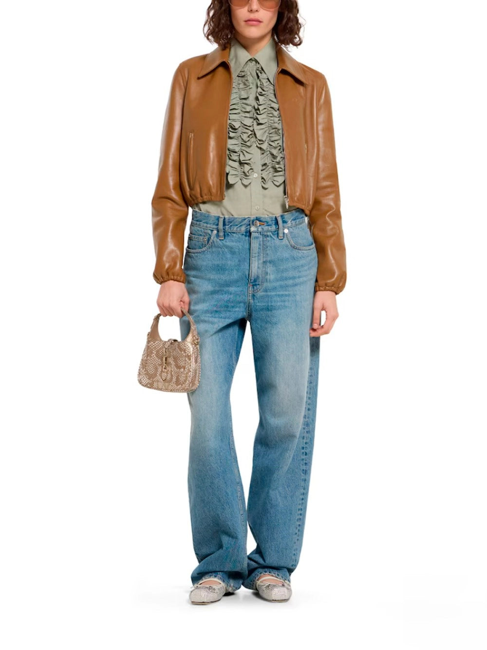 Gucci Women Leather Bomber Jacket GUCCI