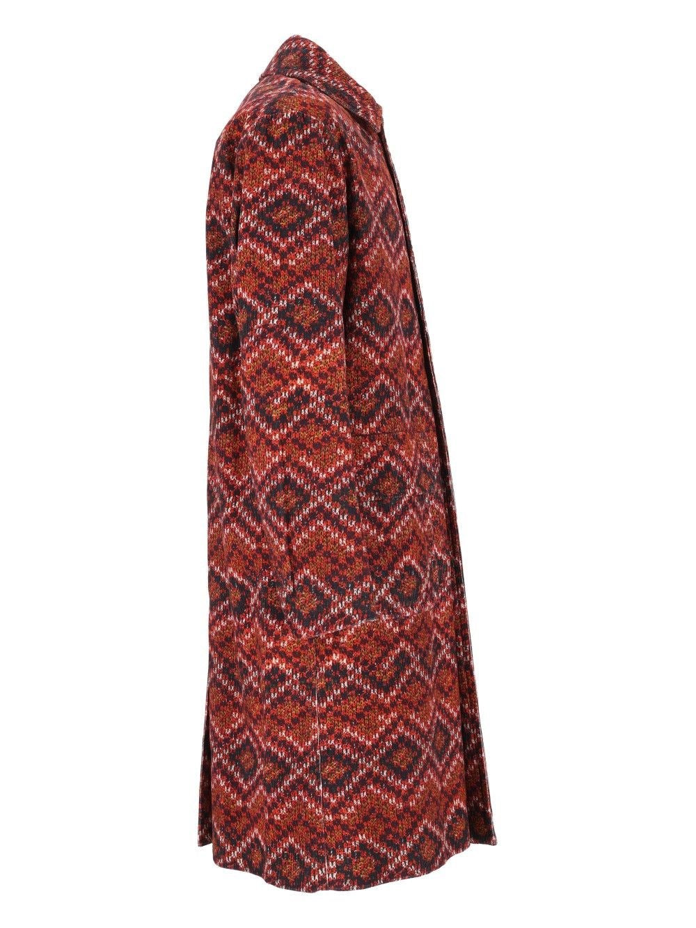 Dries Van Noten Men Long Printed Velvet Coat DRIES VAN NOTEN