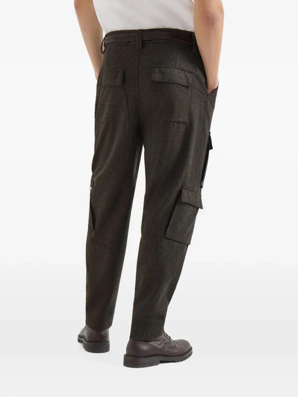 Brunello Cucinelli Men Virgin Wool Flannel Trousers With Cargo Pockets BRUNELLO CUCINELLI