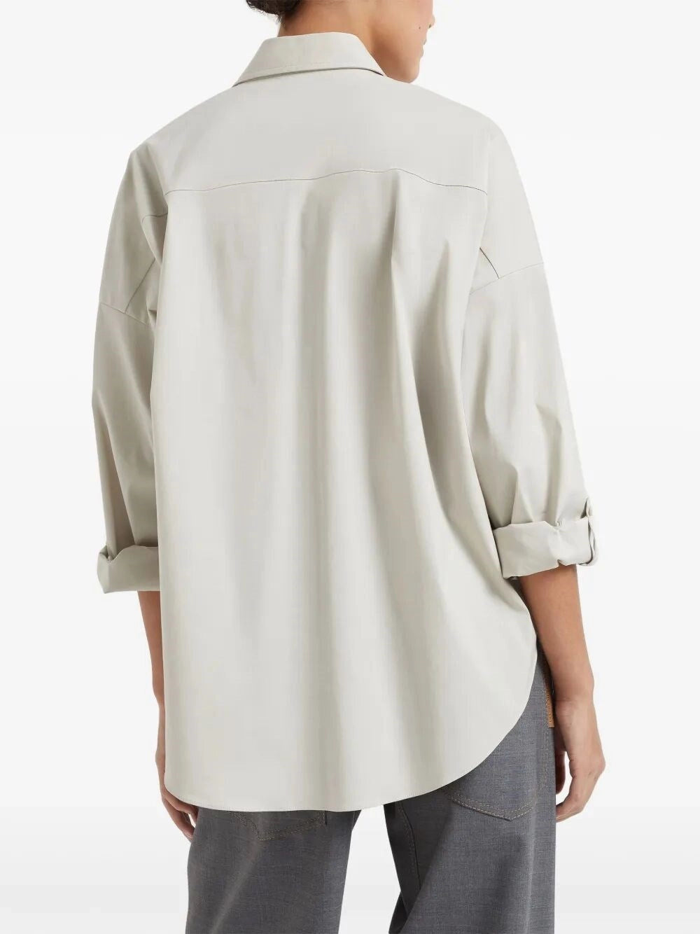 Brunello Cucinelli Women Blouse With Monili Trim BRUNELLO CUCINELLI