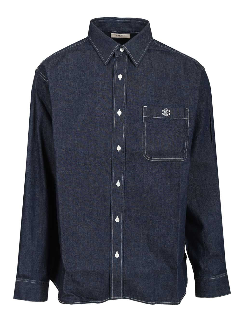 Celine Men Loose-Fit Denim Shirt
