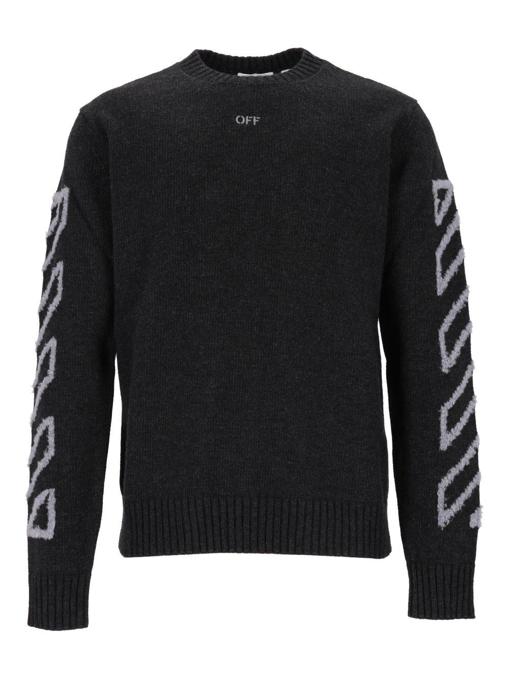 Off-White Men The Diagonal Arrow Fuzzy Crew Neck Sweater OFF-WHITE