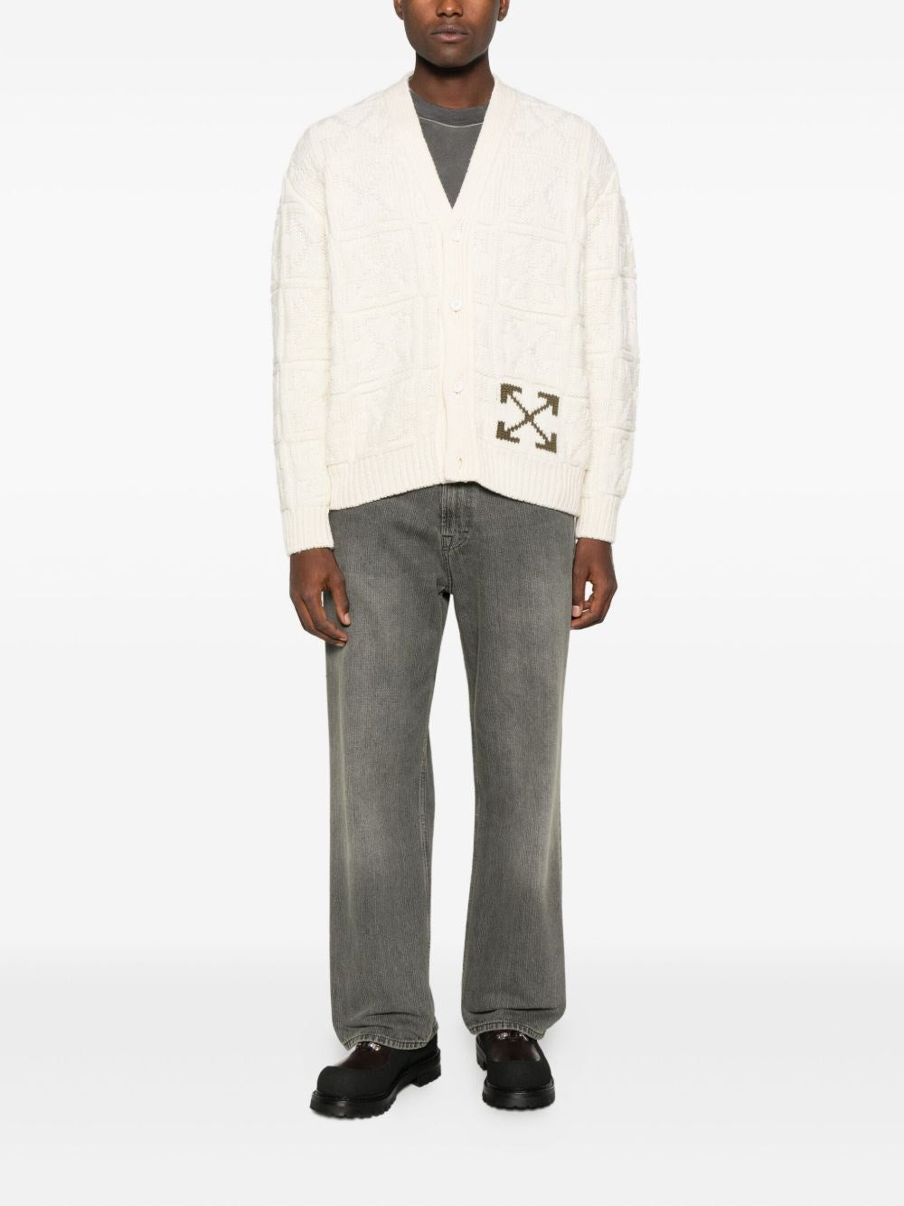 Off-White Men Arrow 3D Wool Cardigan OFF-WHITE
