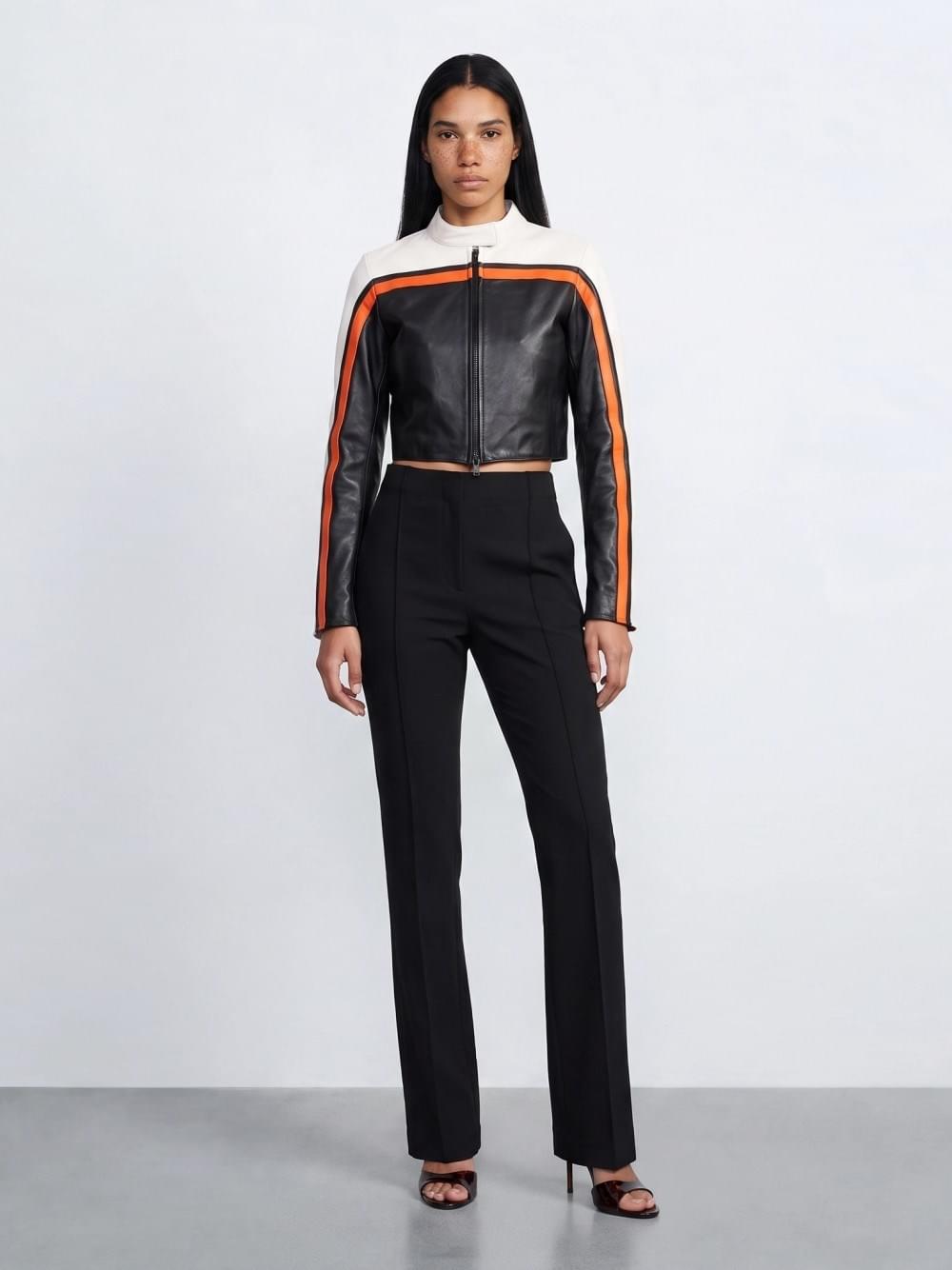 Balenciaga Women Fitted Leather Biker Jacket BALENCIAGA