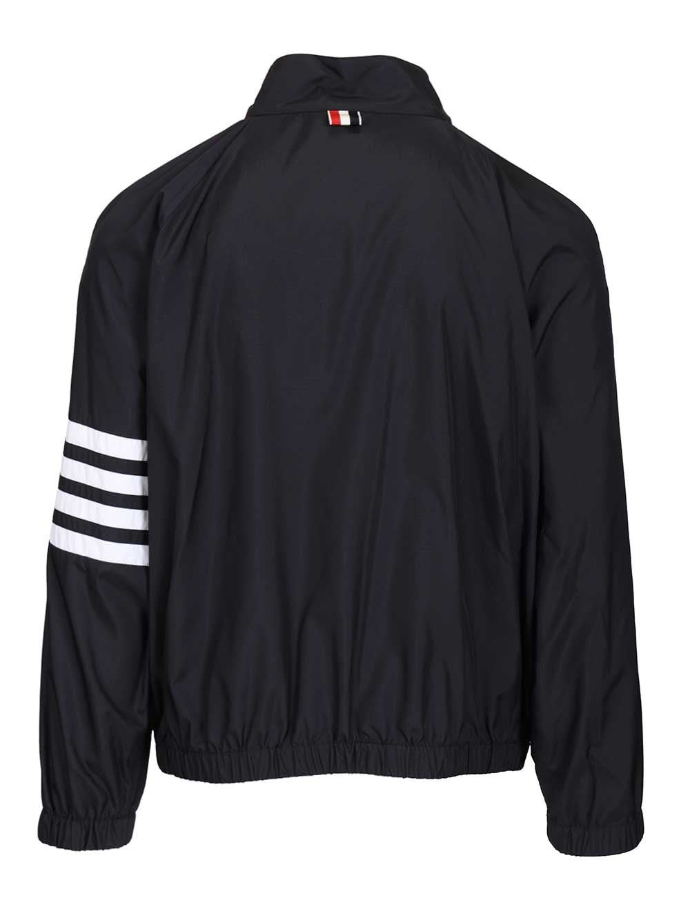 Thom Browne Men Zip Front Raglan Track Jacket W/ 4 Bar In Shiny Ripstop THOM BROWNE