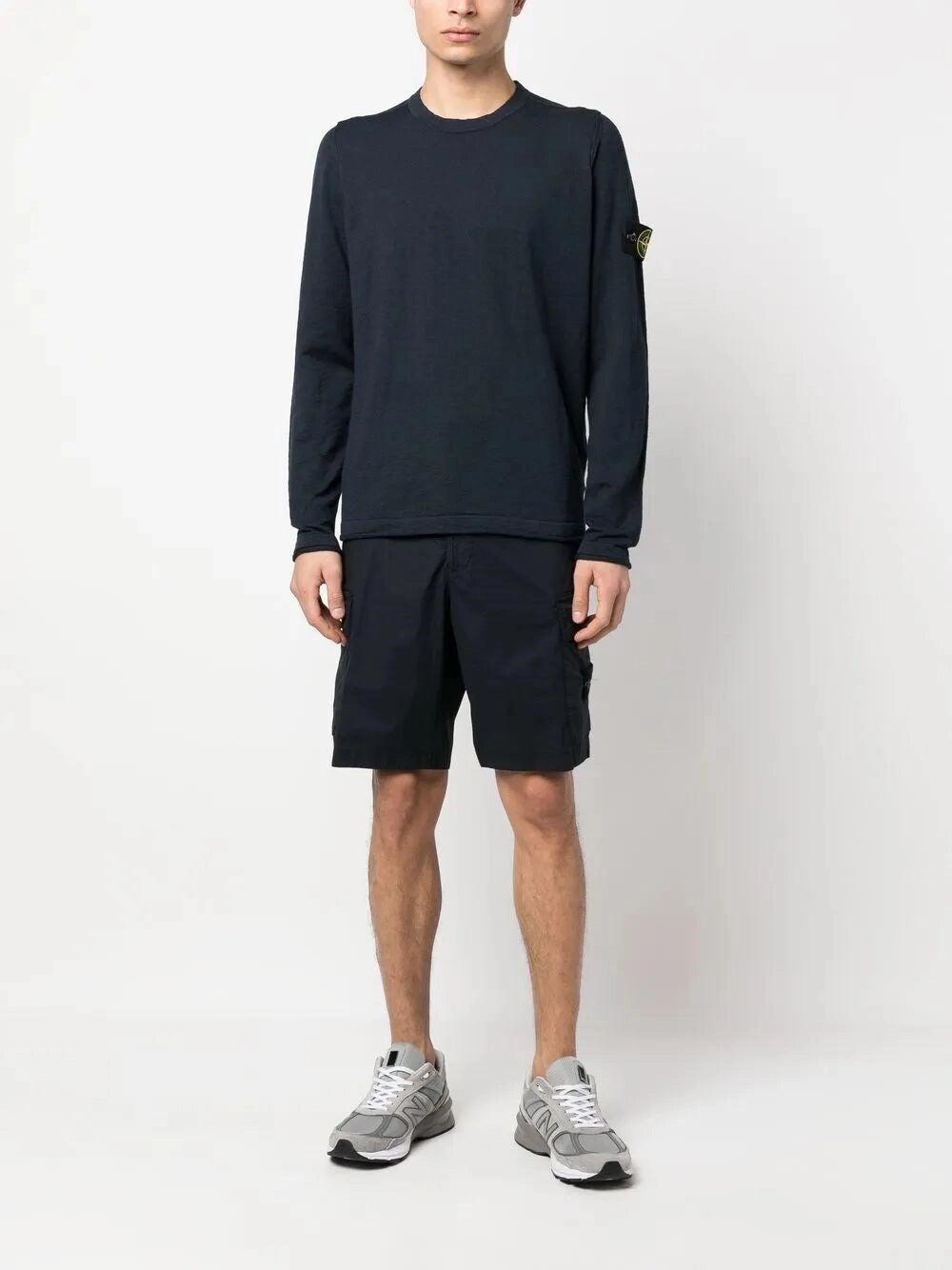 Stone Island Men Stocking Stitch Organic Cotton Nylon Crewneck STONE ISLAND