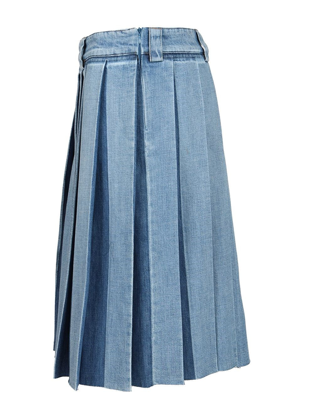 Miu Miu Women Pleated Denim Skirt MIU MIU