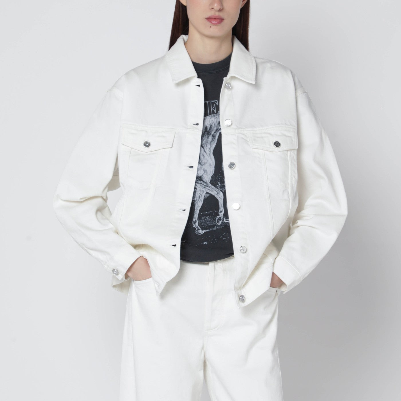 Anine Bing Ecru Organic Denim Jacket Women ANINE BING