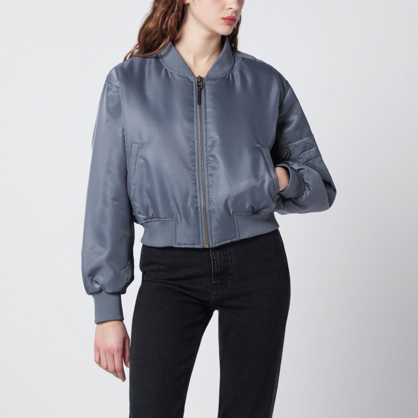 Anine Bing Leon Grey Cropped Bomber Jacket Women ANINE BING