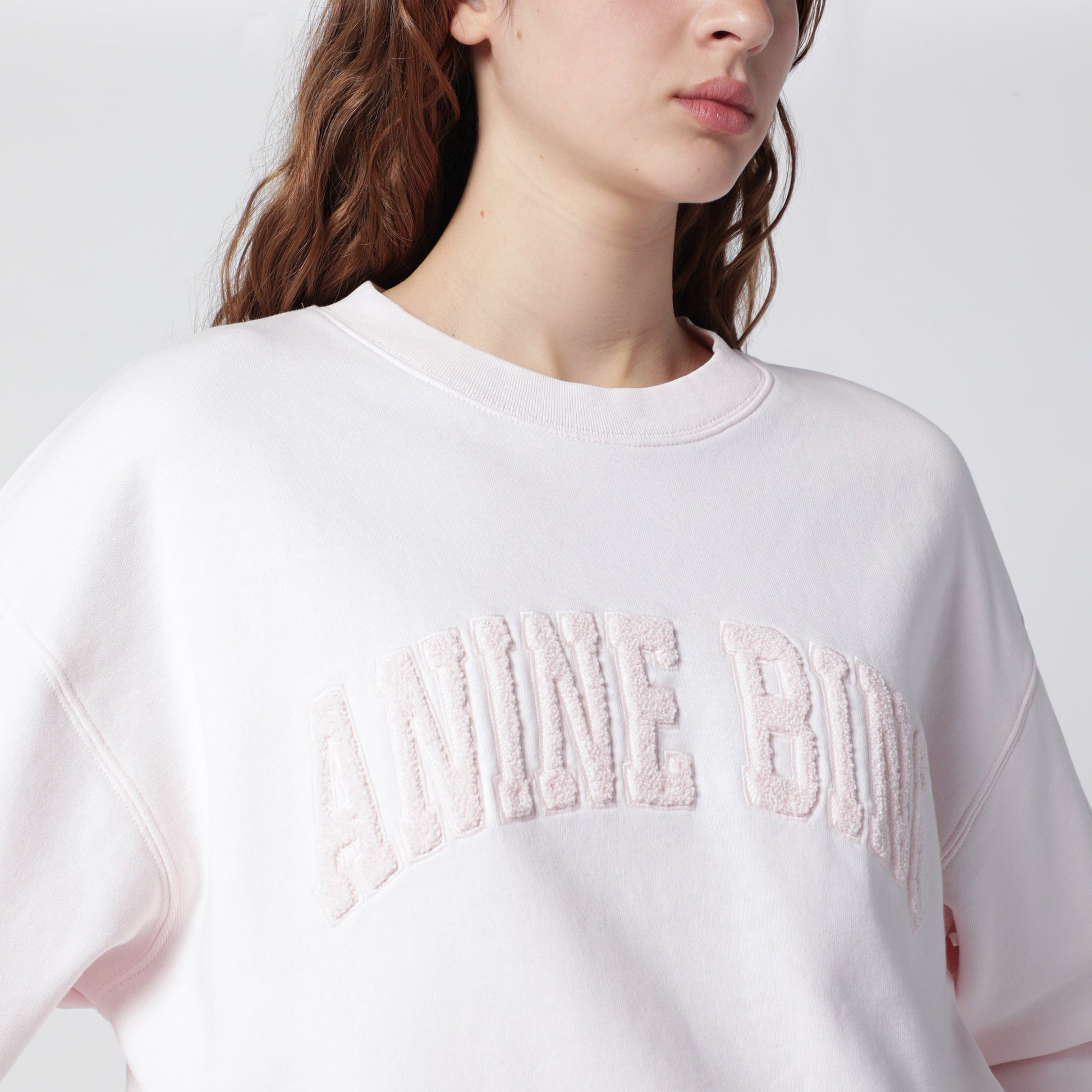 Anine Bing Spencer Pink Melange Cotton Sweatshirt Women ANINE BING