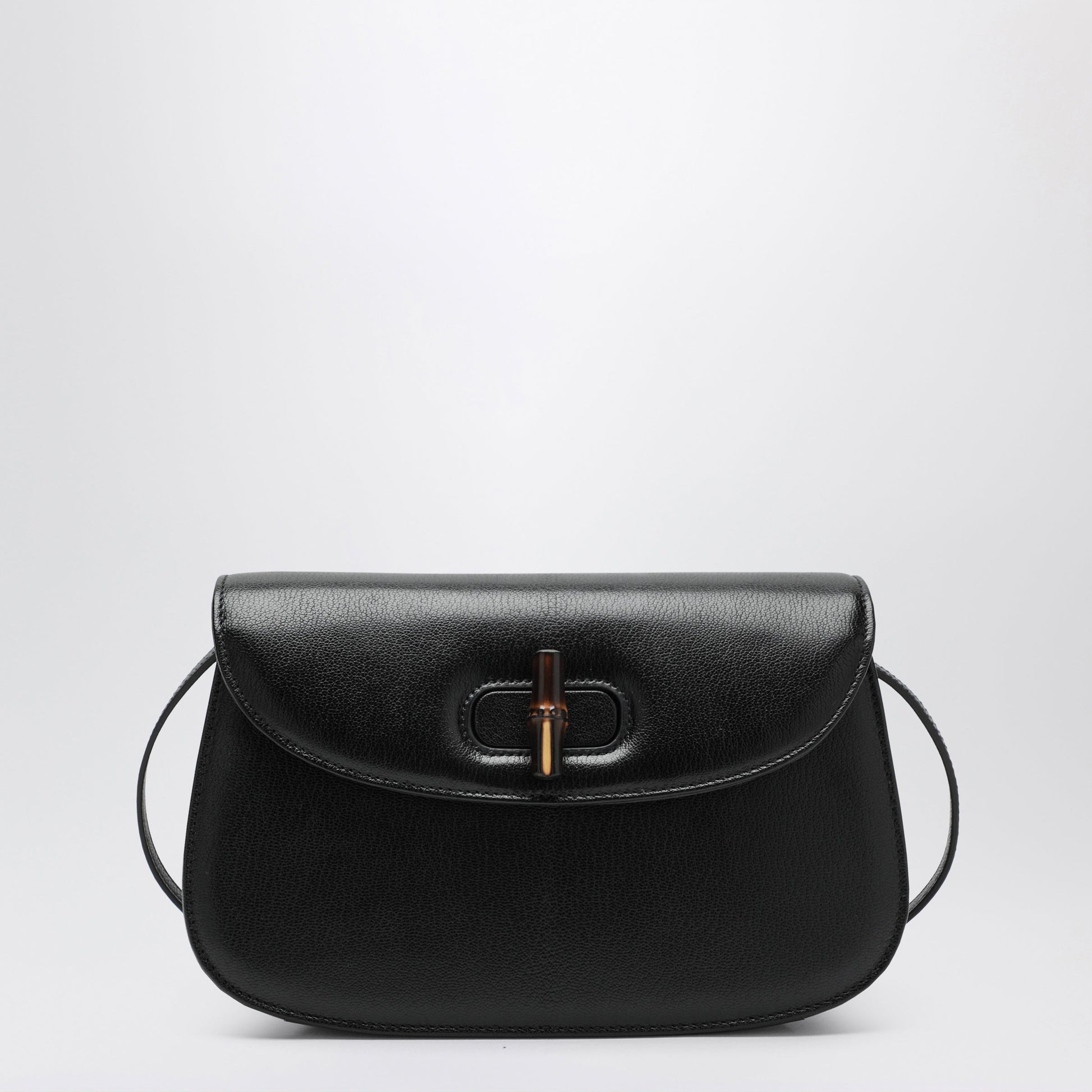 Gucci Black Leather Bag With Bamboo Closure Women GUCCI