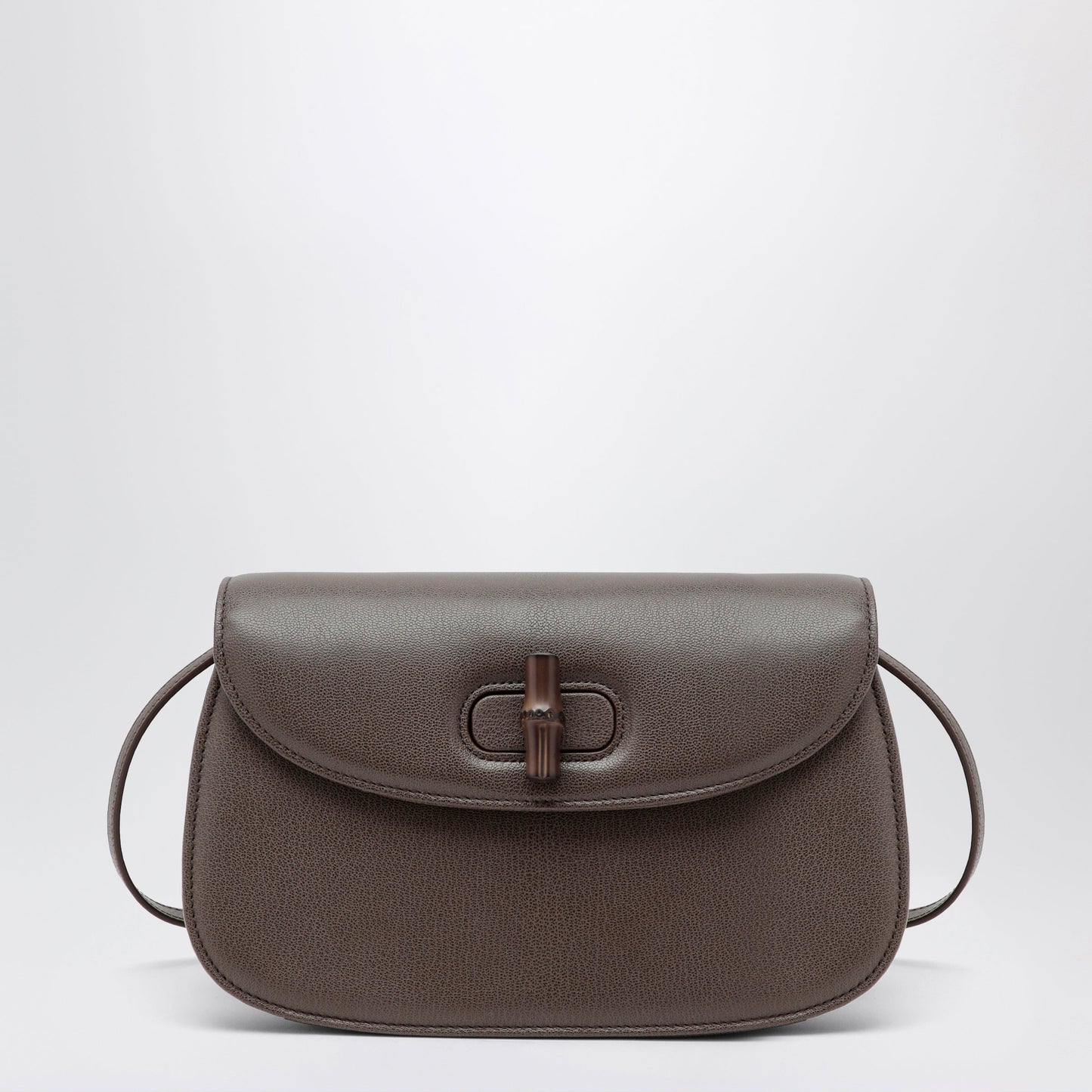 Gucci Small Shoulder Bag In Dark Taupe Leather With Bamboo Closure Women GUCCI