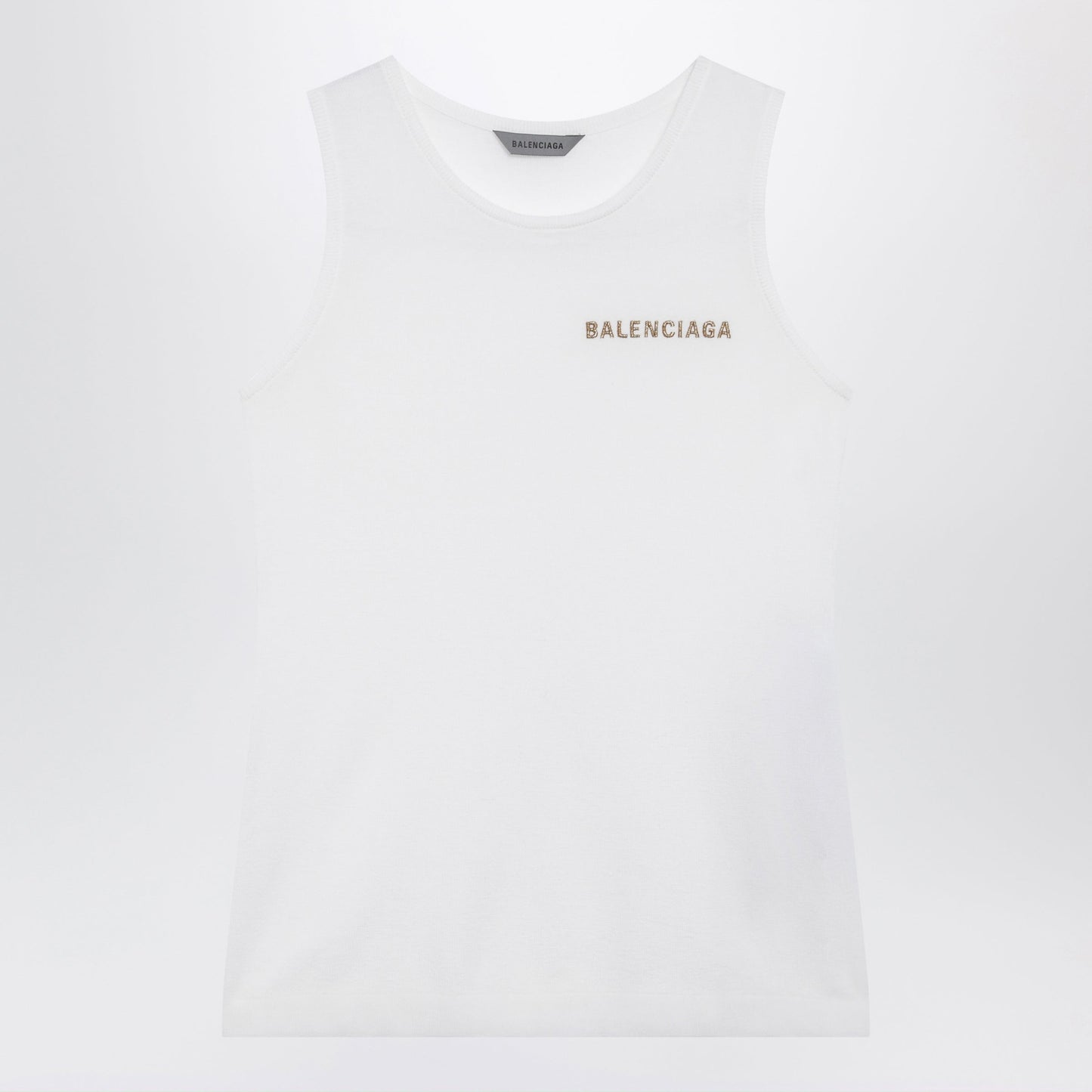 Balenciaga White Cotton-Blend Knit Tank Top Women BALENCIAGA