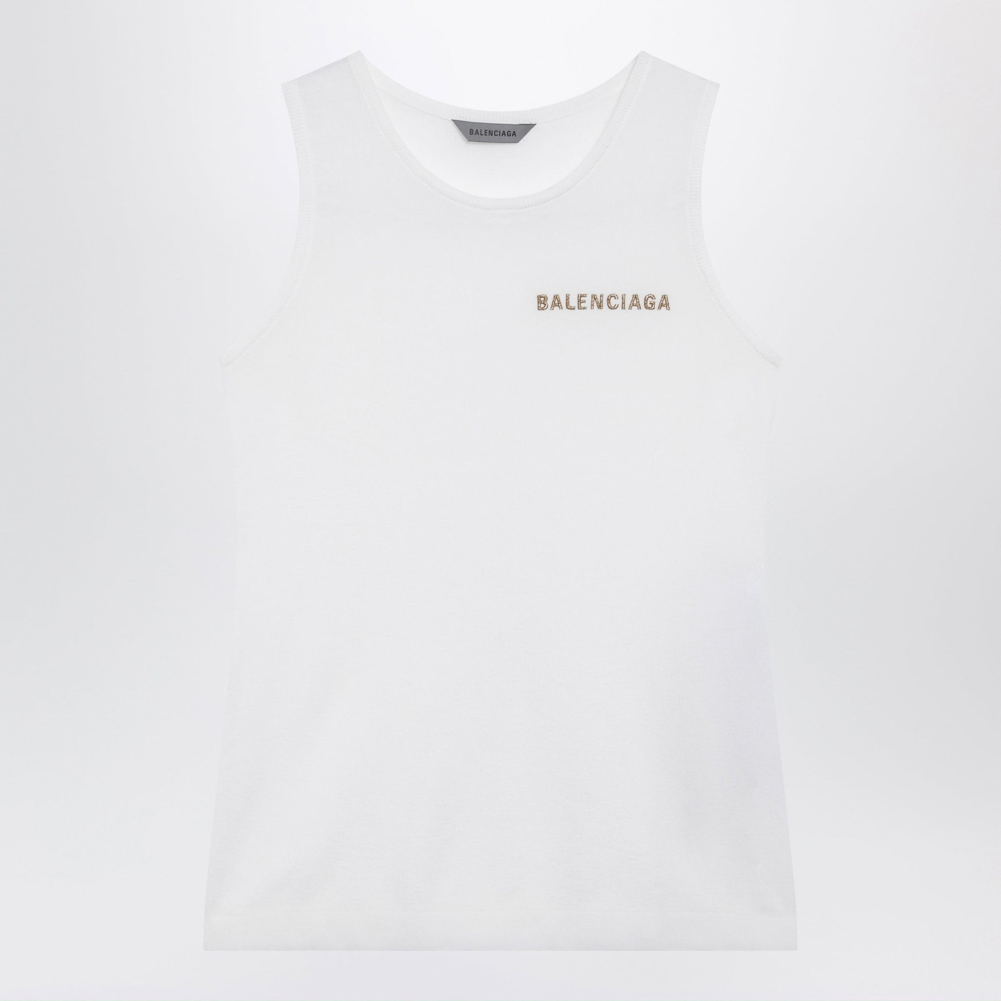 Balenciaga White Cotton-Blend Knit Tank Top Women BALENCIAGA