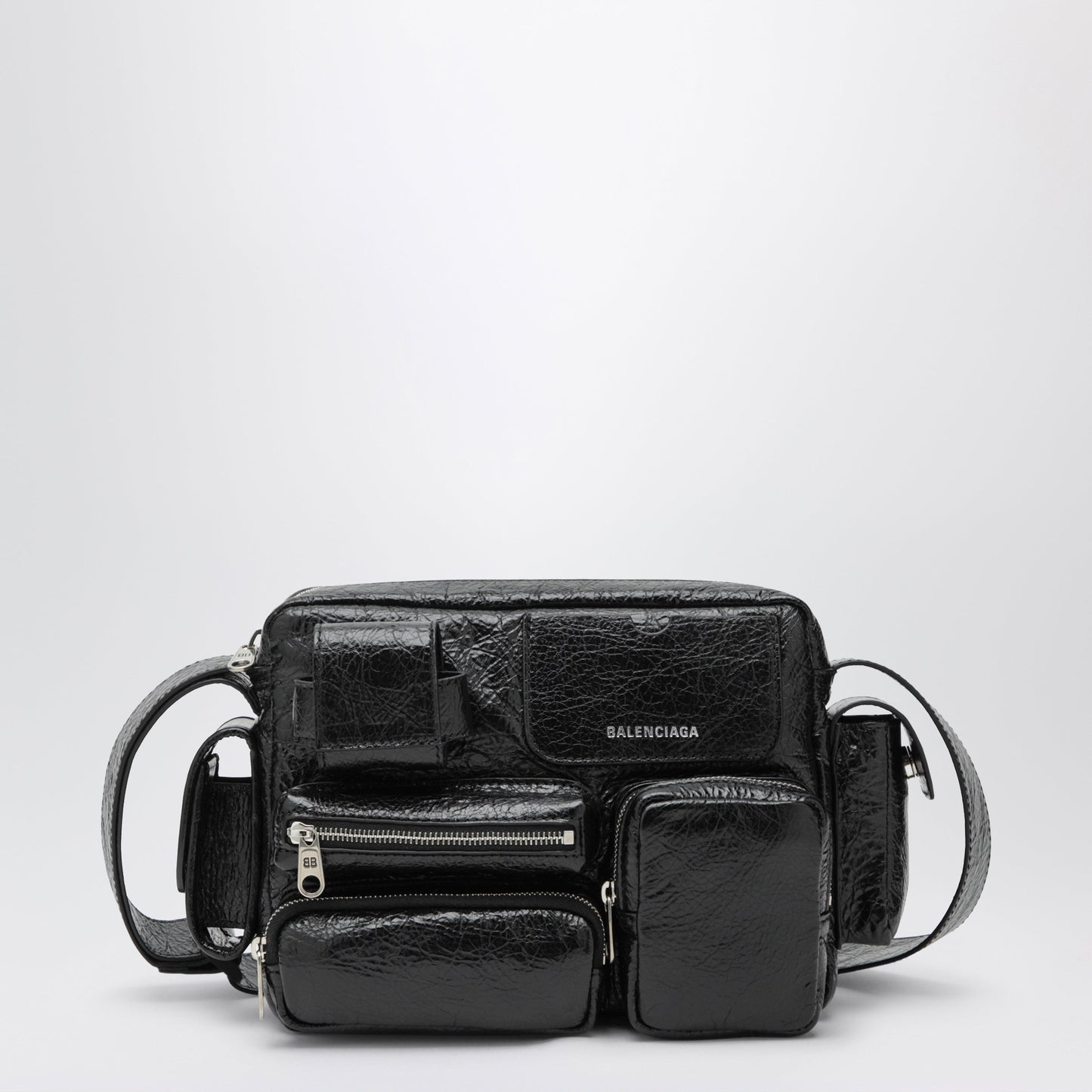 Balenciaga Superbusy Camera Bag In Black Arena Lambskin Men BALENCIAGA