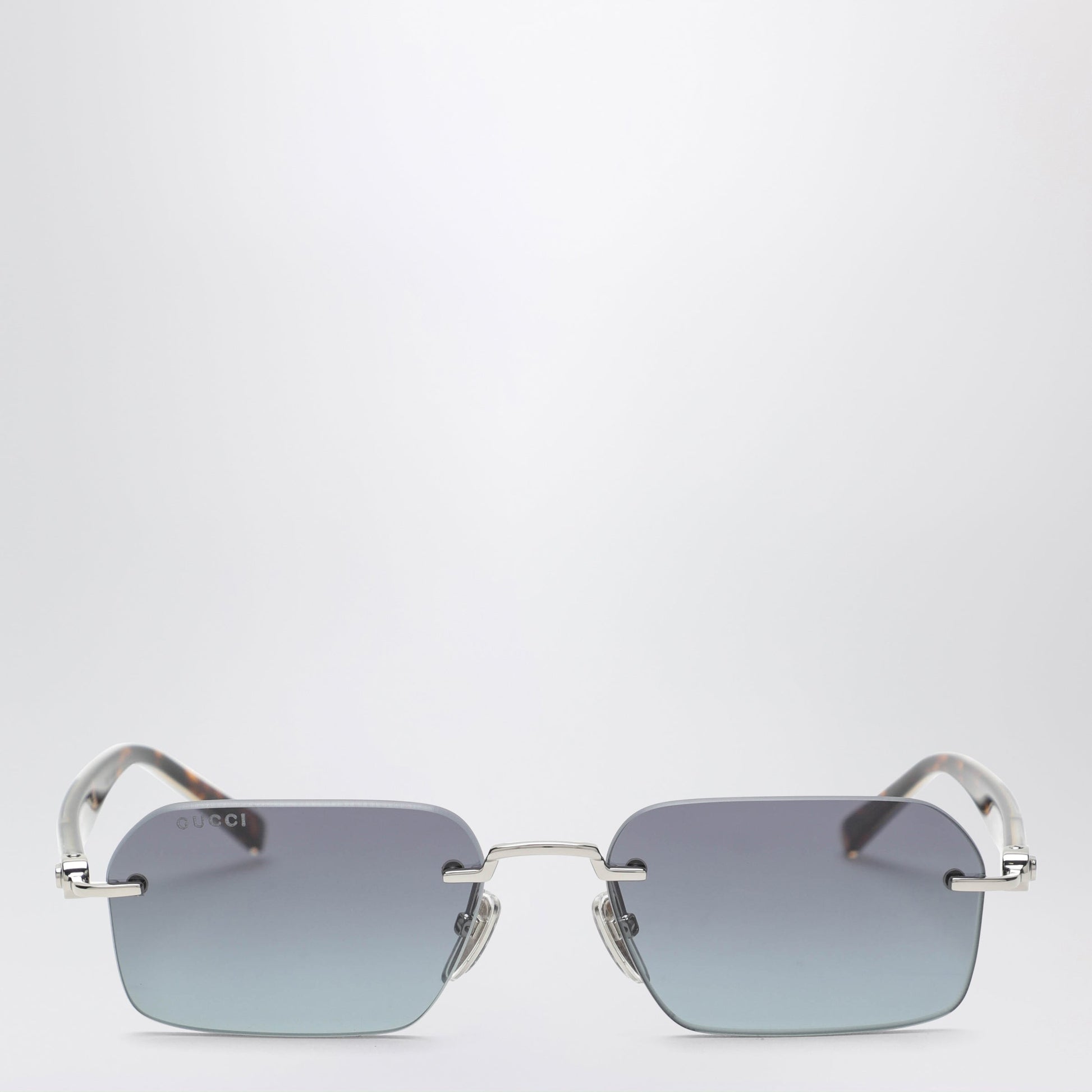 Gucci Silver-Tone Metal Rectangular Sunglasses Women GUCCI