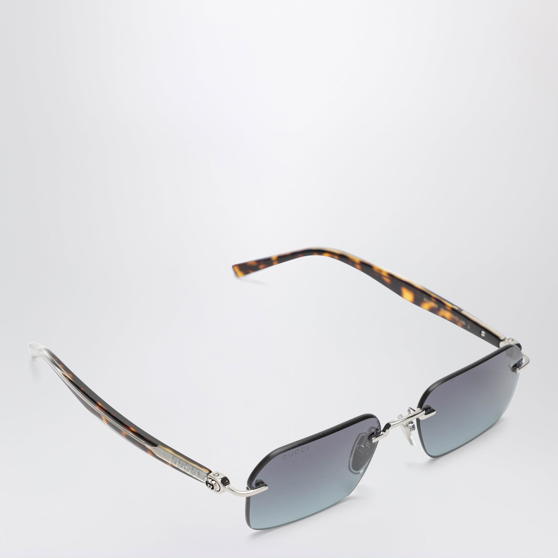 Gucci Silver-Tone Metal Rectangular Sunglasses Women GUCCI