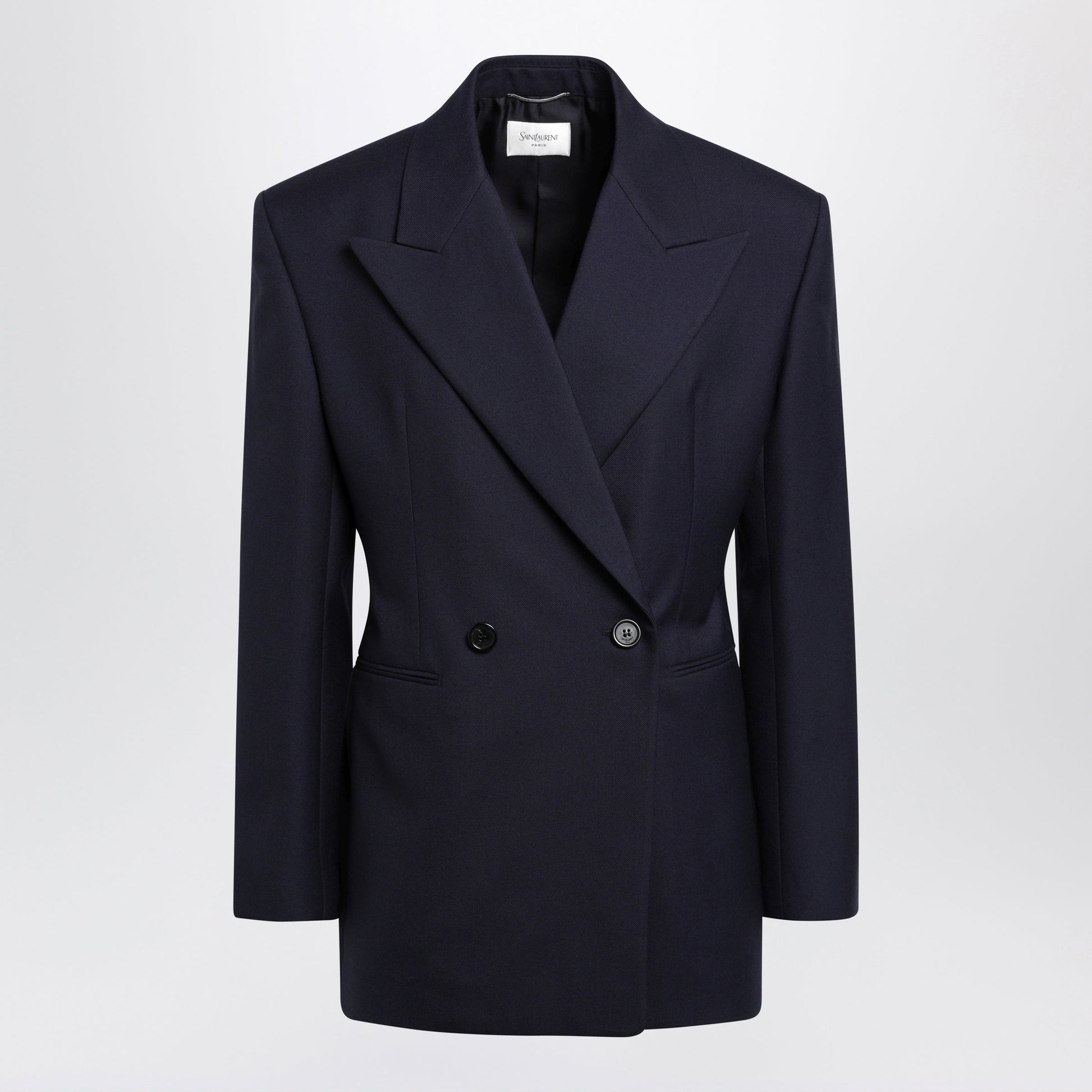 Saint Laurent Navy Blue Double-Breasted Jacket In Wool Men SAINT LAURENT