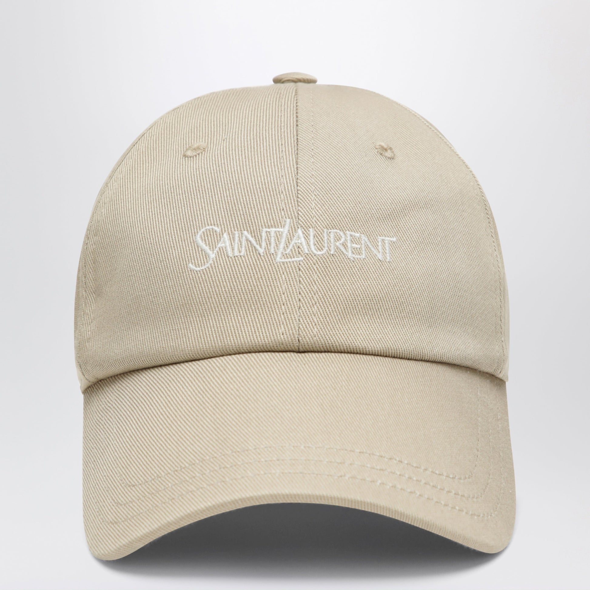 Saint Laurent Beige Cotton Gabardine Baseball Cap Women SAINT LAURENT