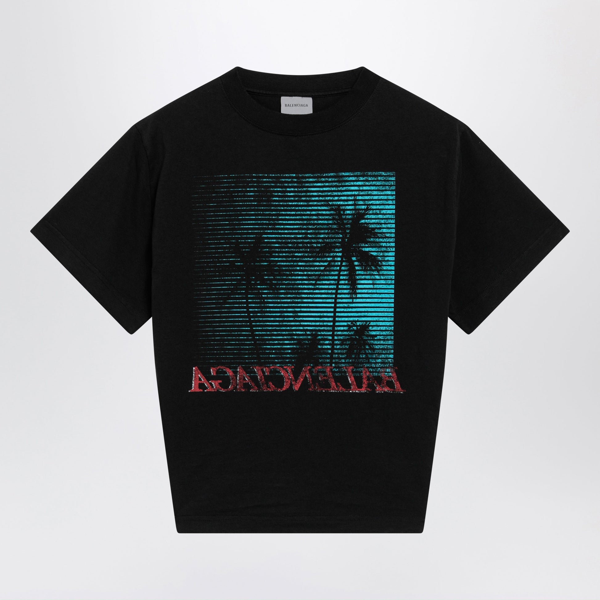 Balenciaga Black Cropped T-Shirt With Logo Print Women BALENCIAGA