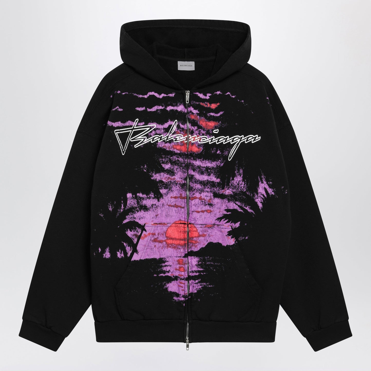 Balenciaga Zip-Up Hoodie Dream Surfer In Cotton Fleece Black Women BALENCIAGA